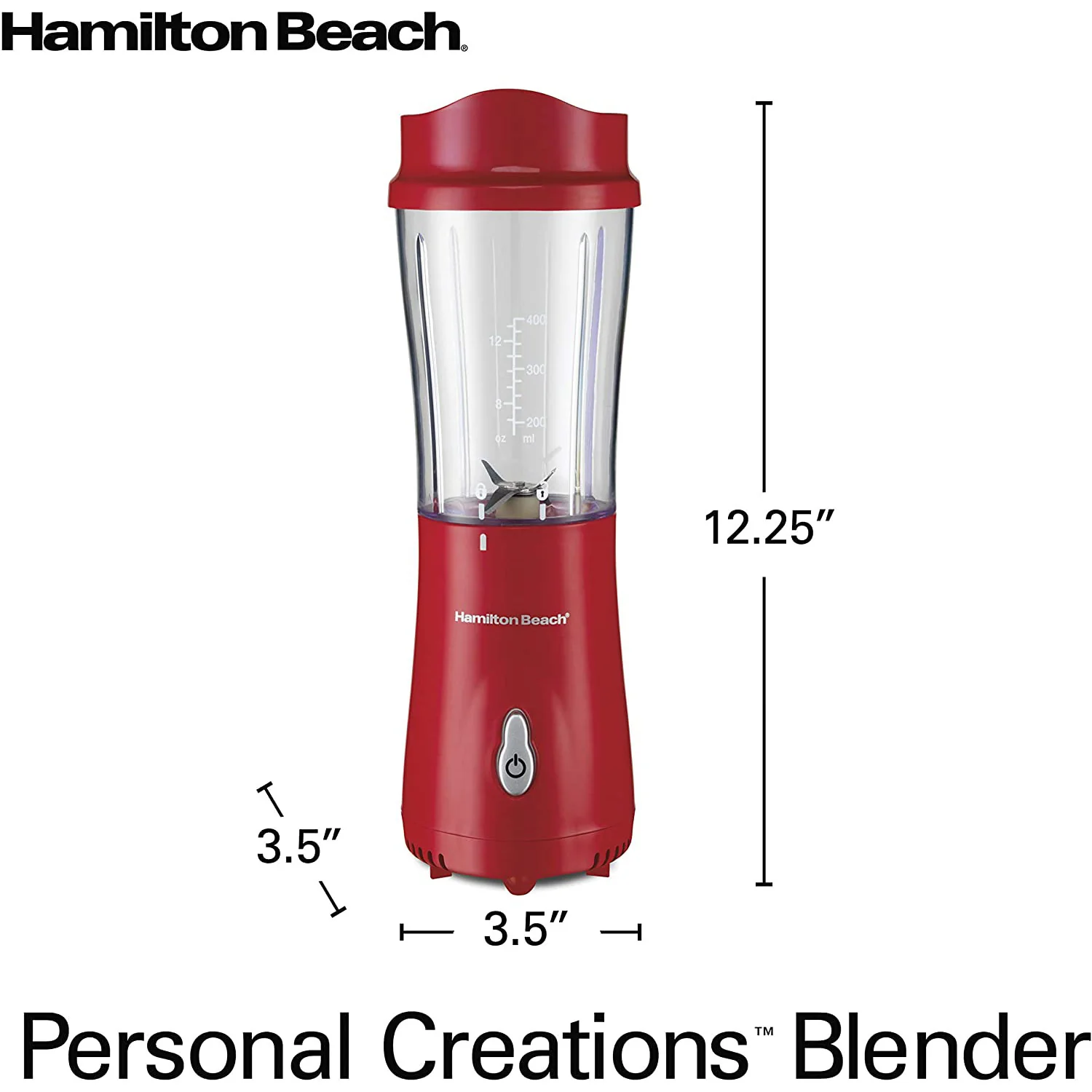 Hamilton Beach Personal Creations Single-Serve Blender With Travel Lid, Red, 14 Ounces - Image 5