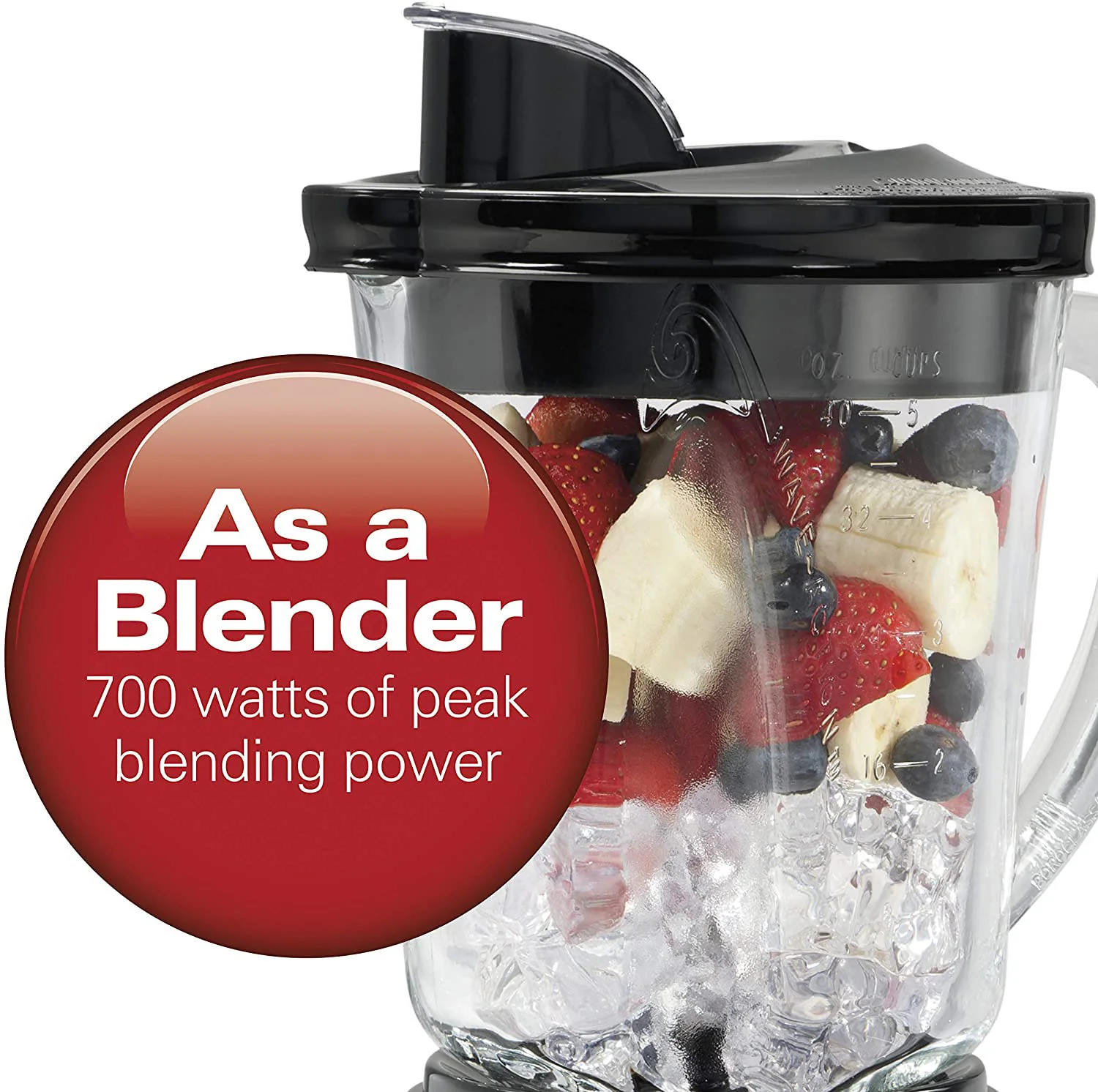 Hamilton Beach Power Elite Glass 2-In-1 Blender With Chopper, Stainless Steel- Black - Image 6