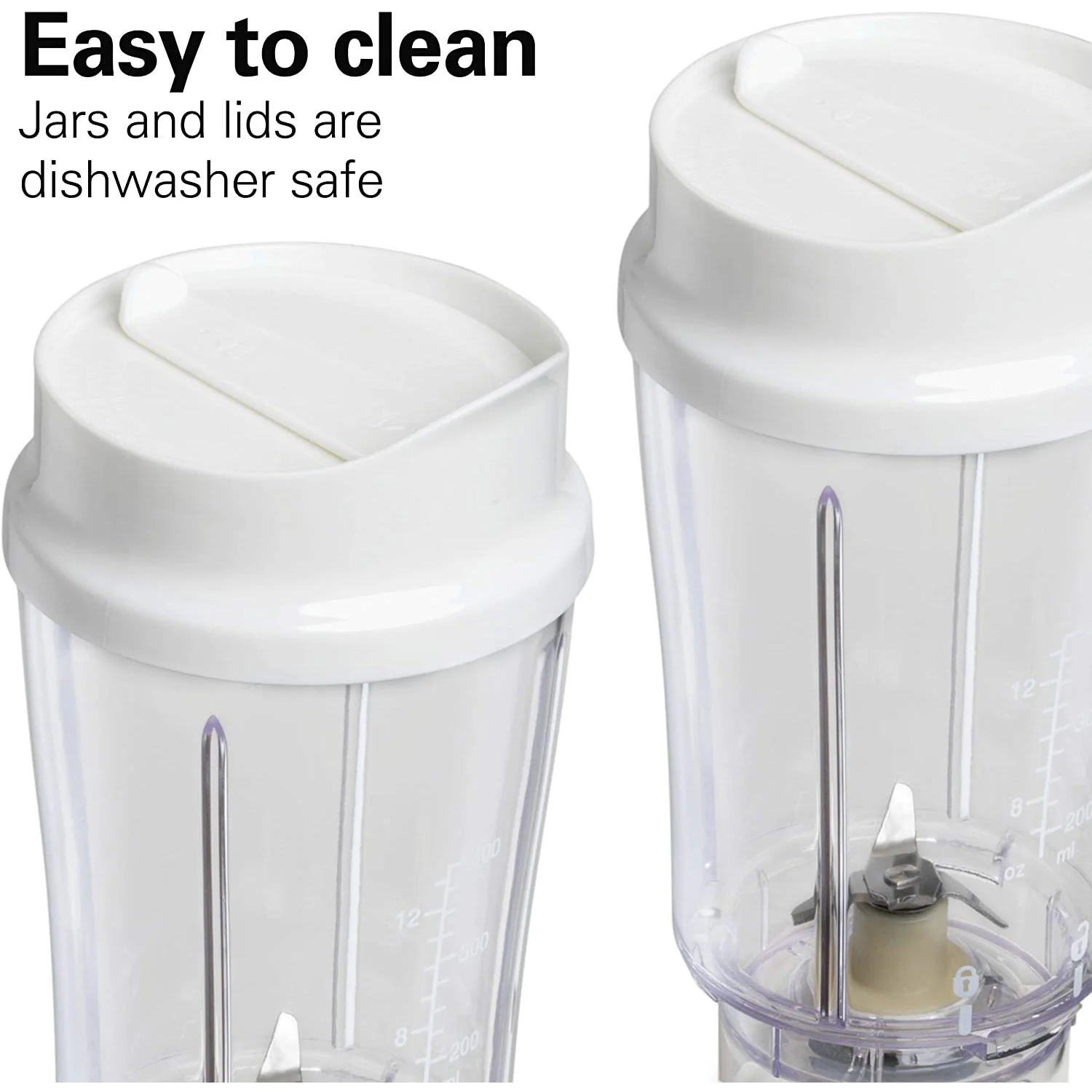 Hamilton Beach Smoothie Blender With 2 Travel Jars and Lids, White - Image 6