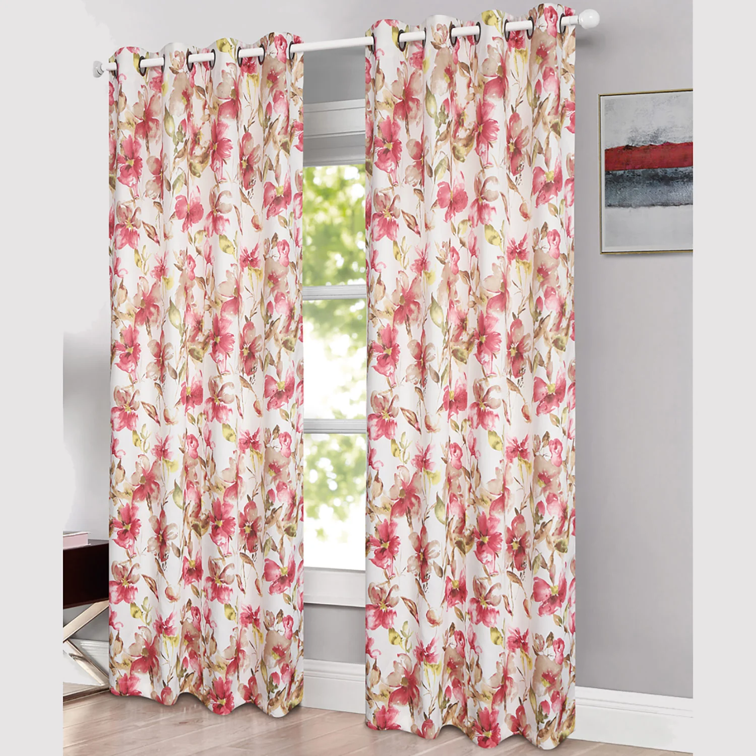 Hanna Floral Room Darkening Grommet Window Panel, 54x84 Inches - Image 2
