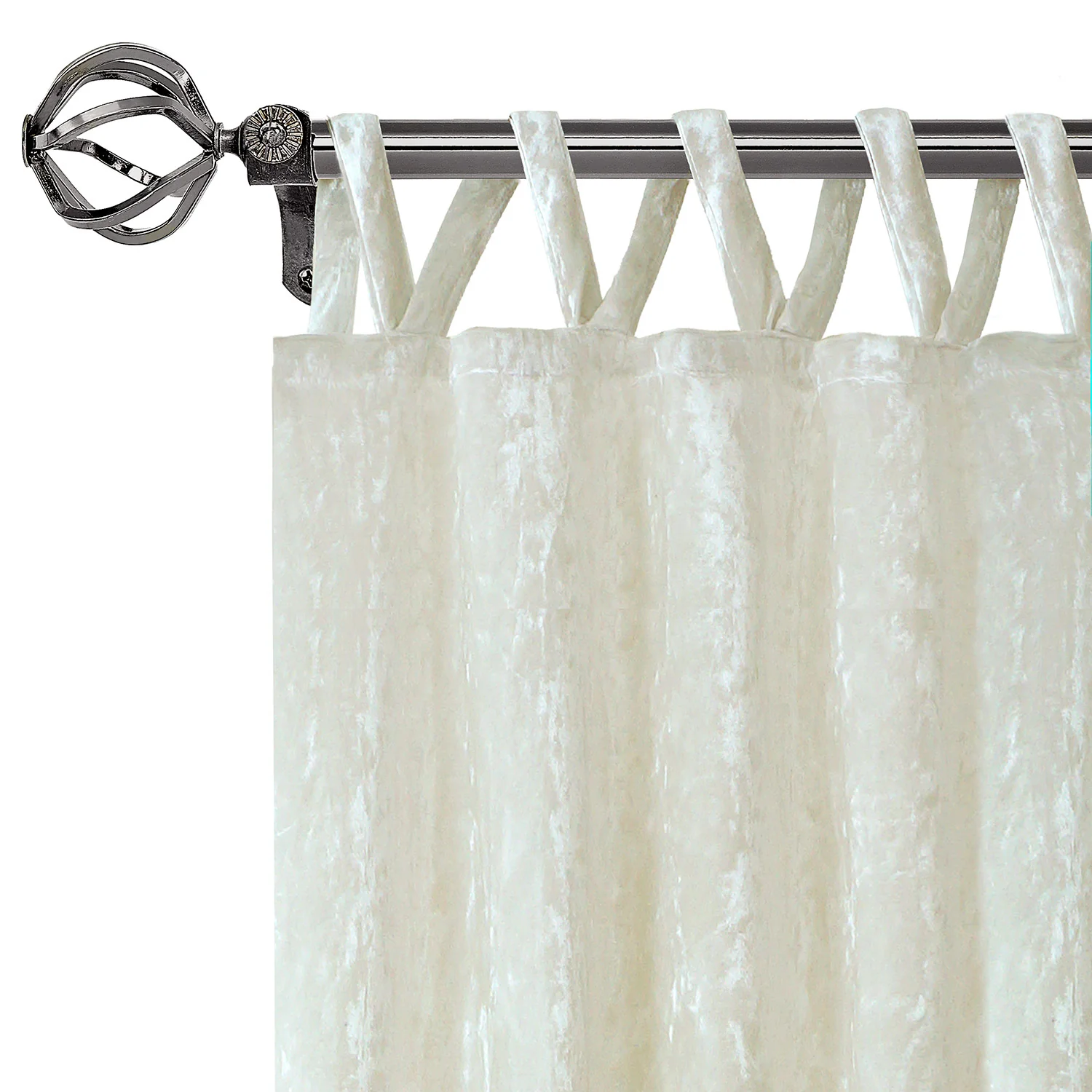 Harper Criss-Cross Tab Top Plush Window Curtain Panel, Creamy White, 50x84 Inches - Image 5