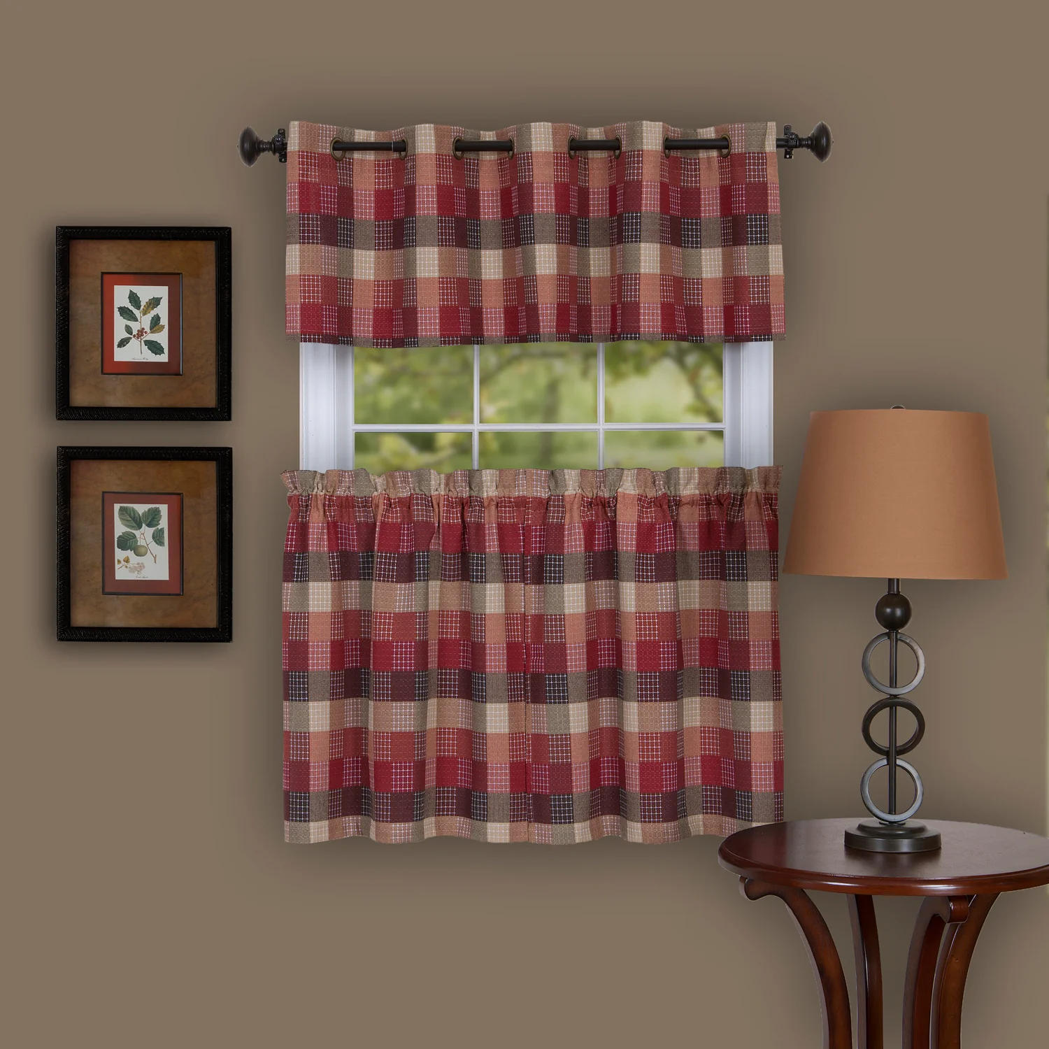 Harvard Window Curtain Tier Pair, 57x24 Inches, Burgundy
