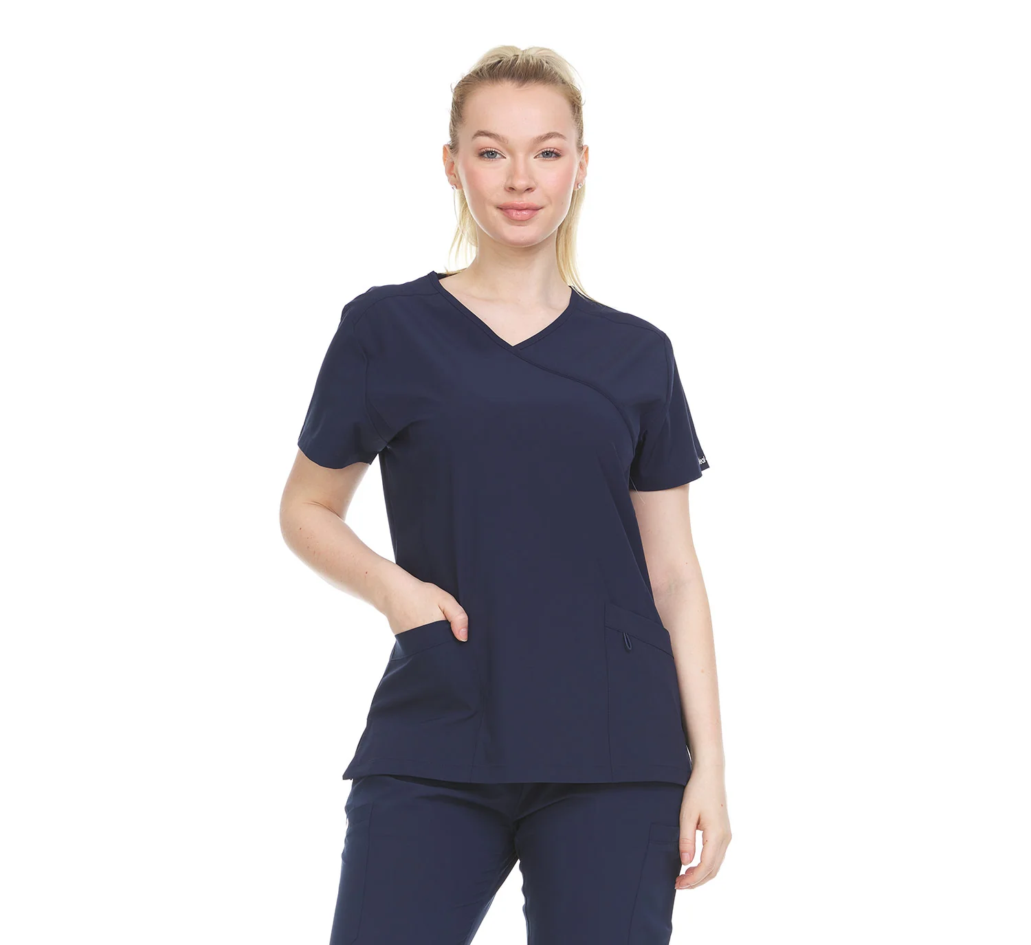 Heal Wear 4-Way Stretch Mock Wrap Women's Medical Scrub Top - Image 20