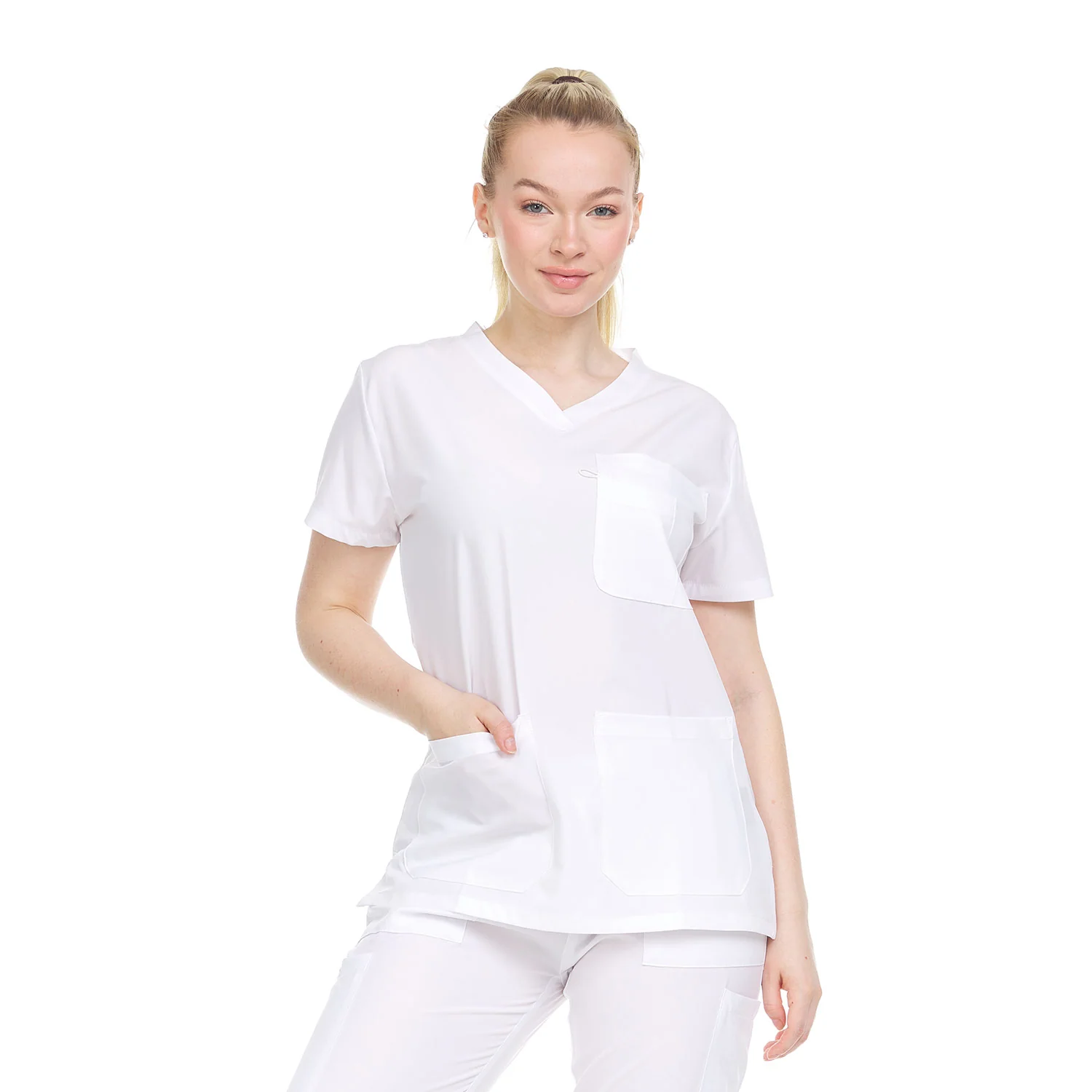 Heal Wear 4-Way Stretch V-Neck Women's Medical Scrub Top - Image 8