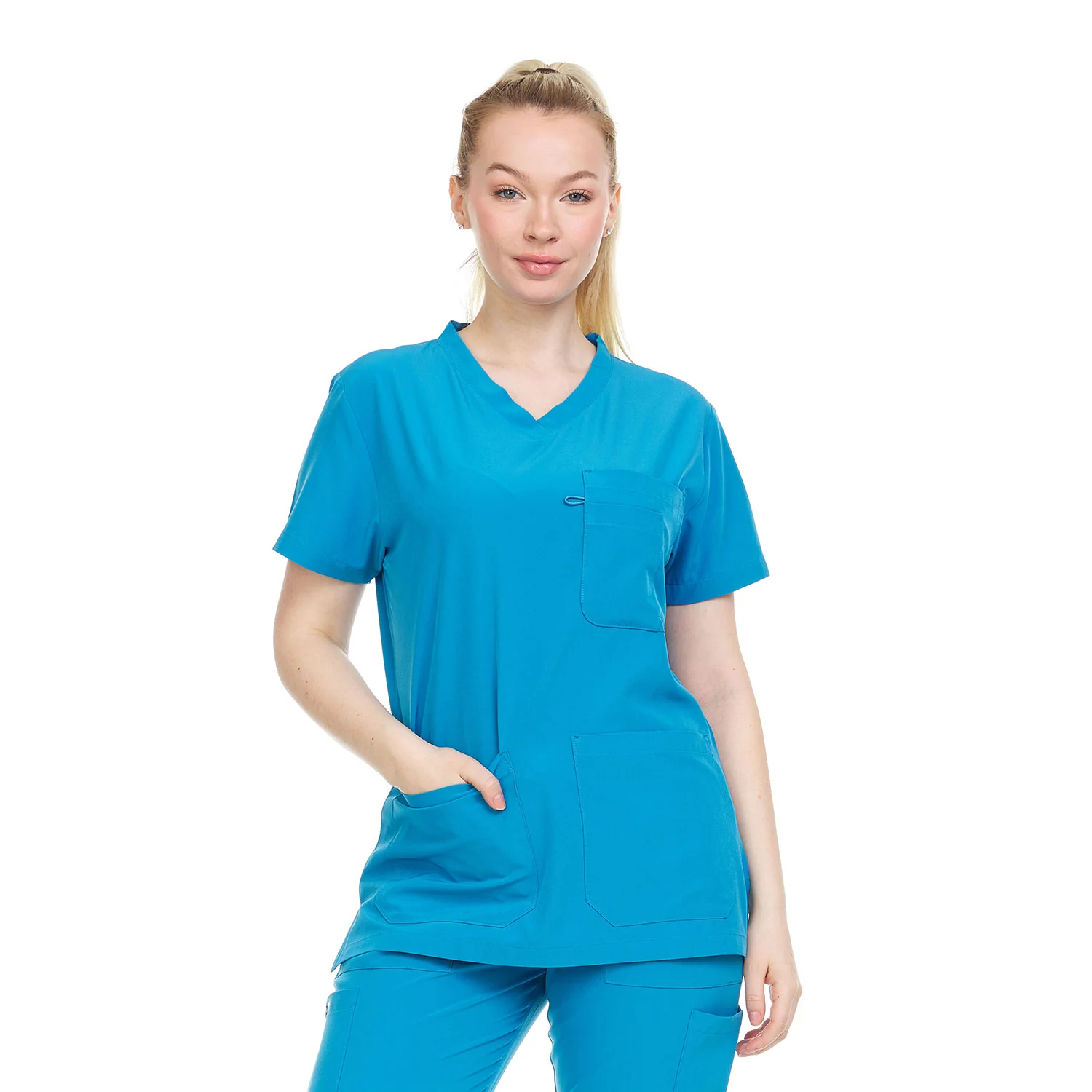 Heal Wear 4-Way Stretch V-Neck Women's Medical Scrub Top - Image 9