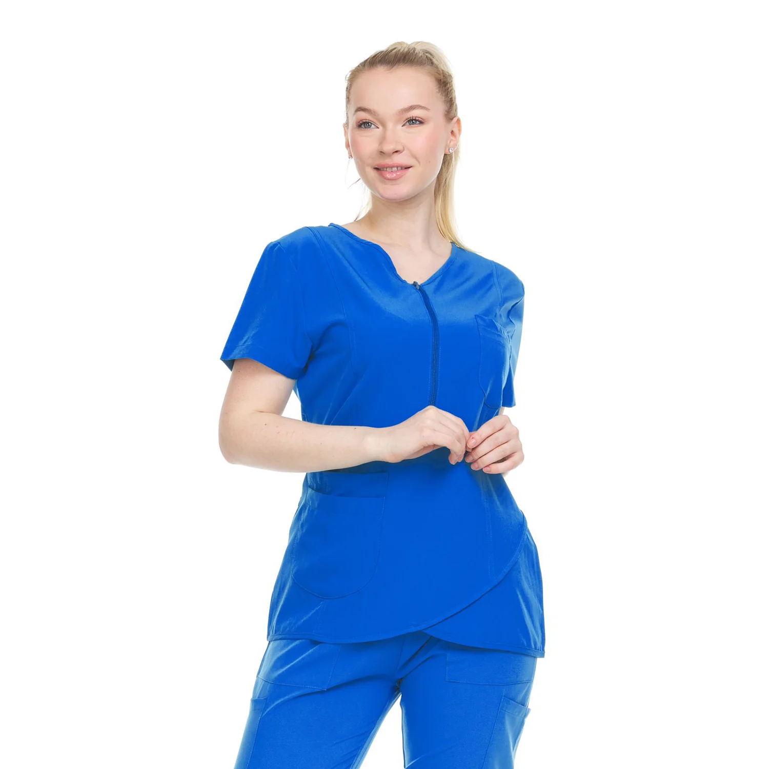 Heal Wear 4-Way Stretch Women's Zippered Tulip Scrub Top - Image 14