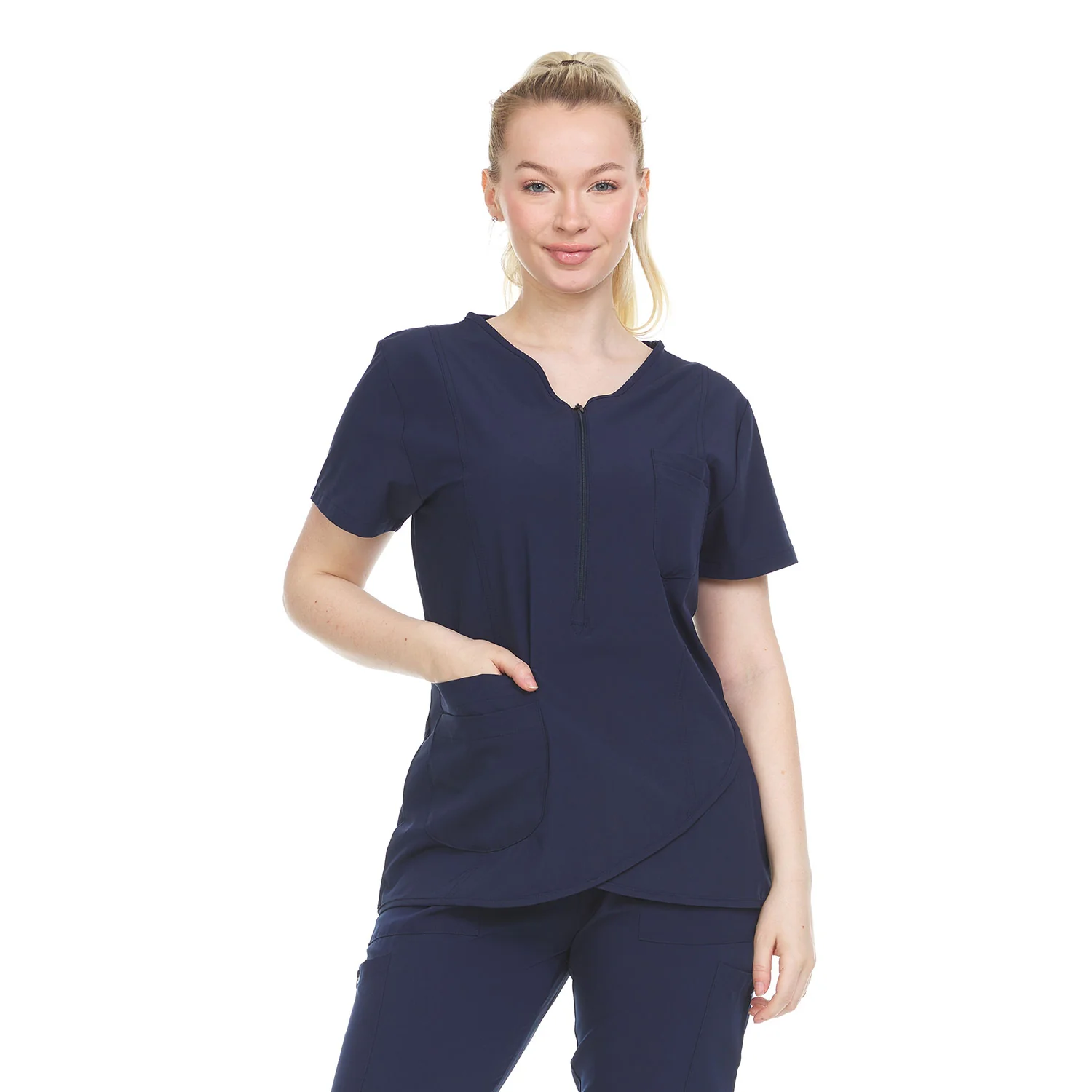 Heal Wear 4-Way Stretch Women's Zippered Tulip Scrub Top - Image 22