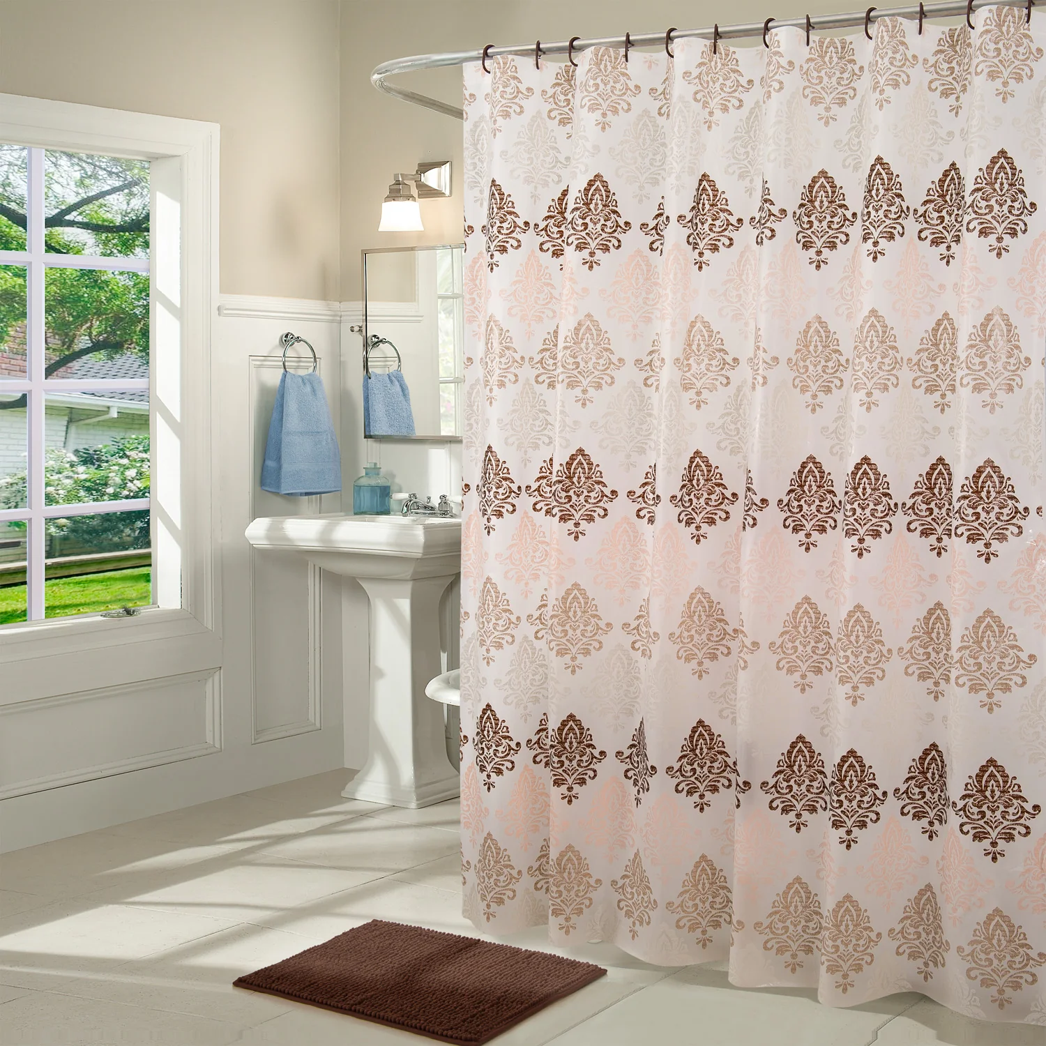 Heritage Damask 14-Piece Bath Set, Gold, 71x71 Inches