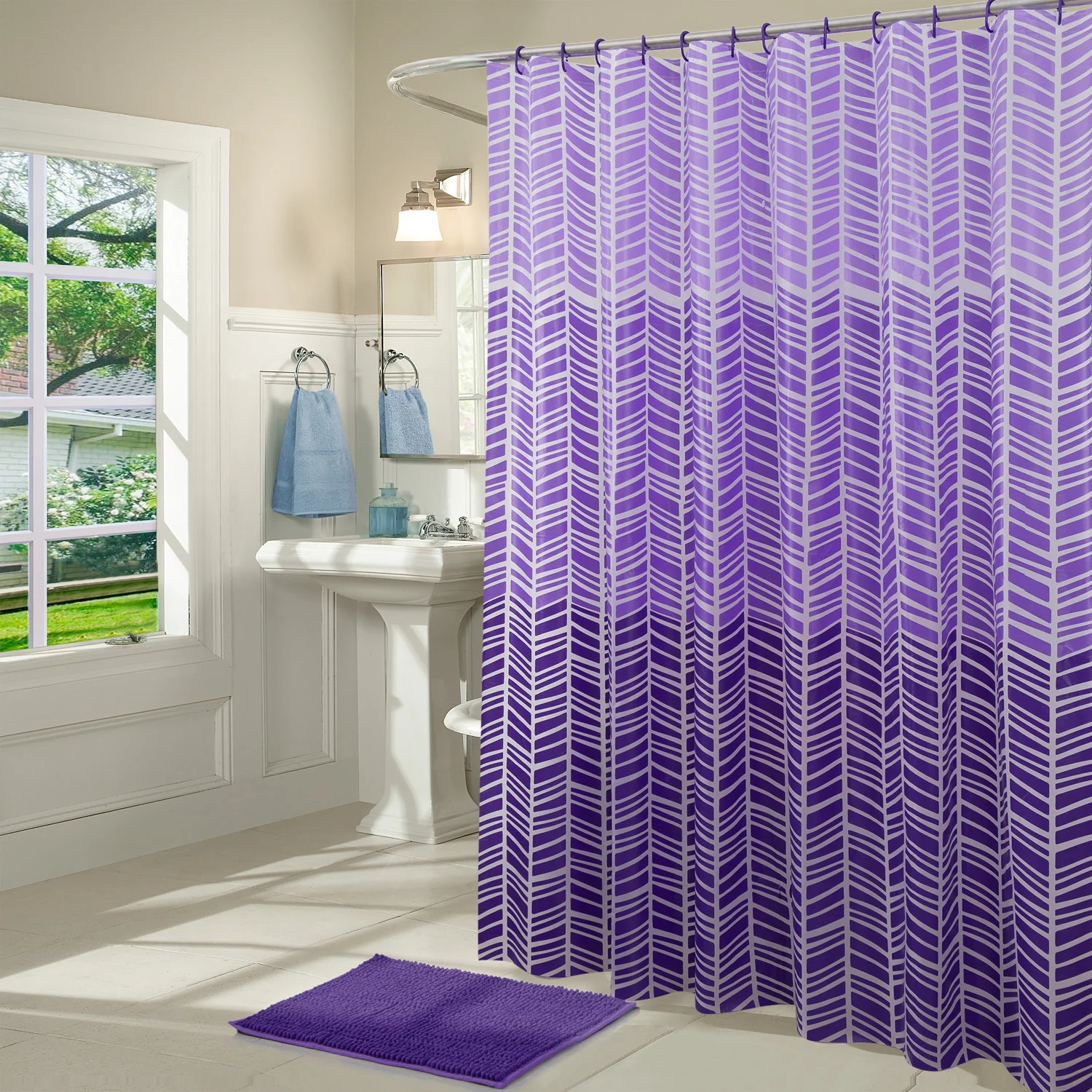 Heritage Ombre 14-Piece Bath Set, Purple, 71x71 Inches