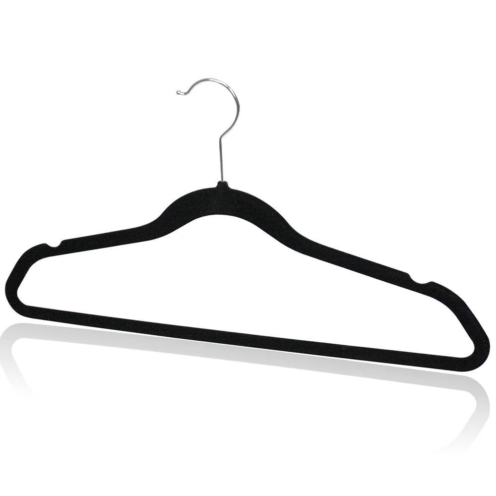 Home Basics 10-Pack Non-Slip Velvet Hangers, Black, 17.8x5x9.5 Inches - Image 3