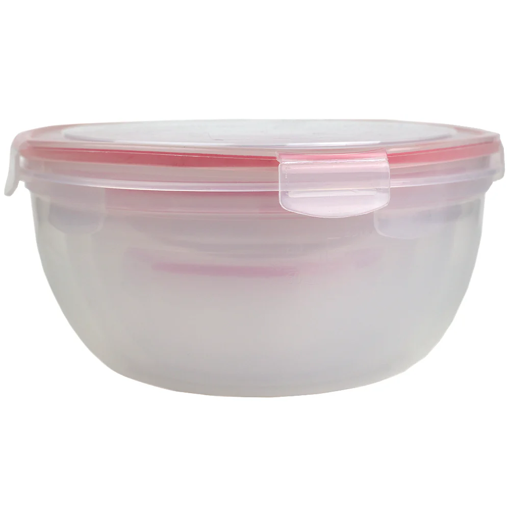 Home Basics 10 Piece Locking Round Plastic Food Storage Containers with Snap-On Lids, Red - Image 2