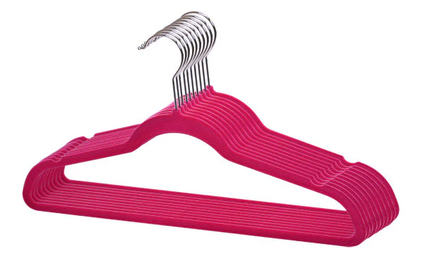 Home Basics 10 Piece Velvet Hanger, Fuchsia