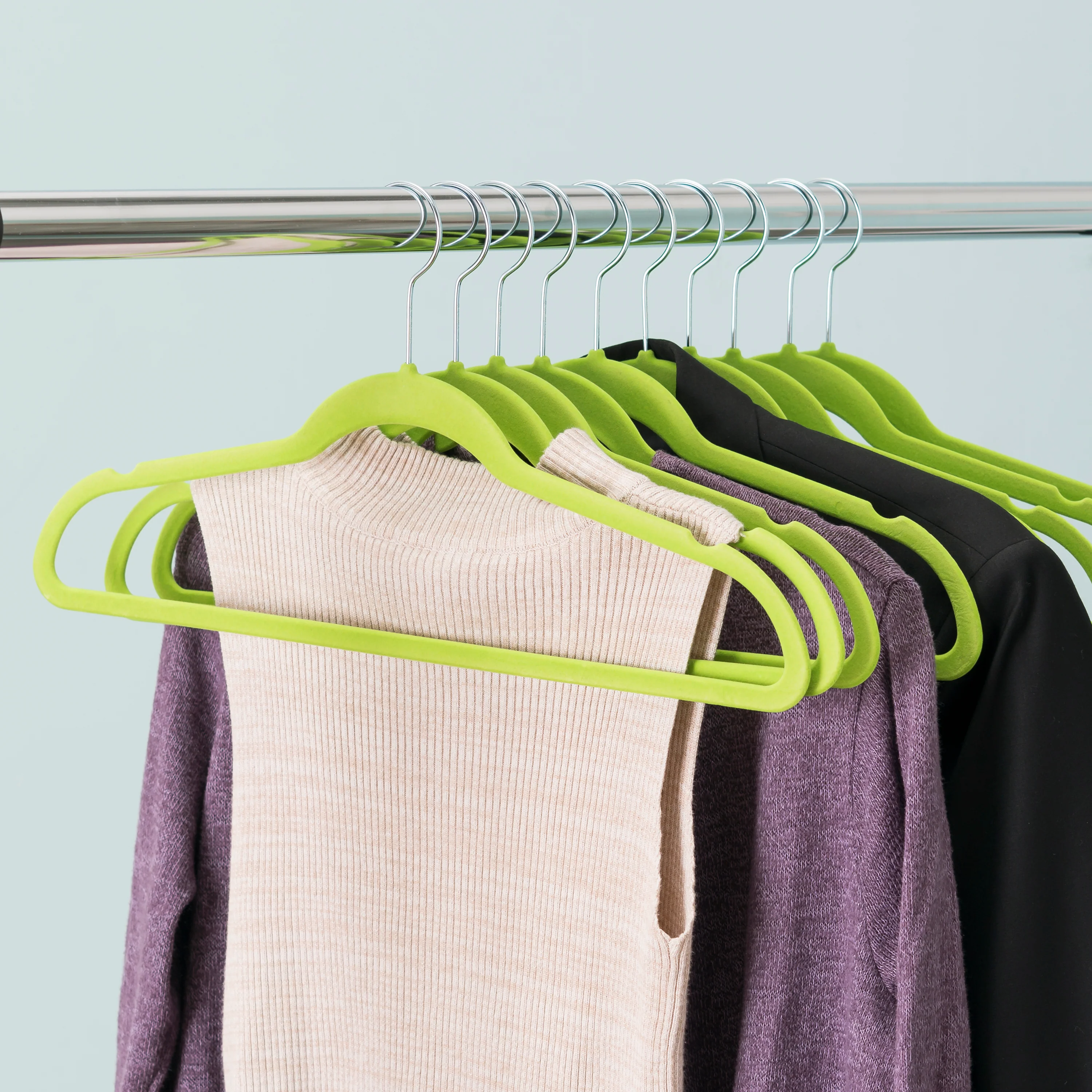 Home Basics 10-Piece Velvet Hanger, Green - Image 2
