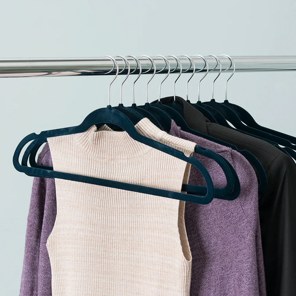 Home Basics  10 Piece Velvet Hanger, Navy - Image 4