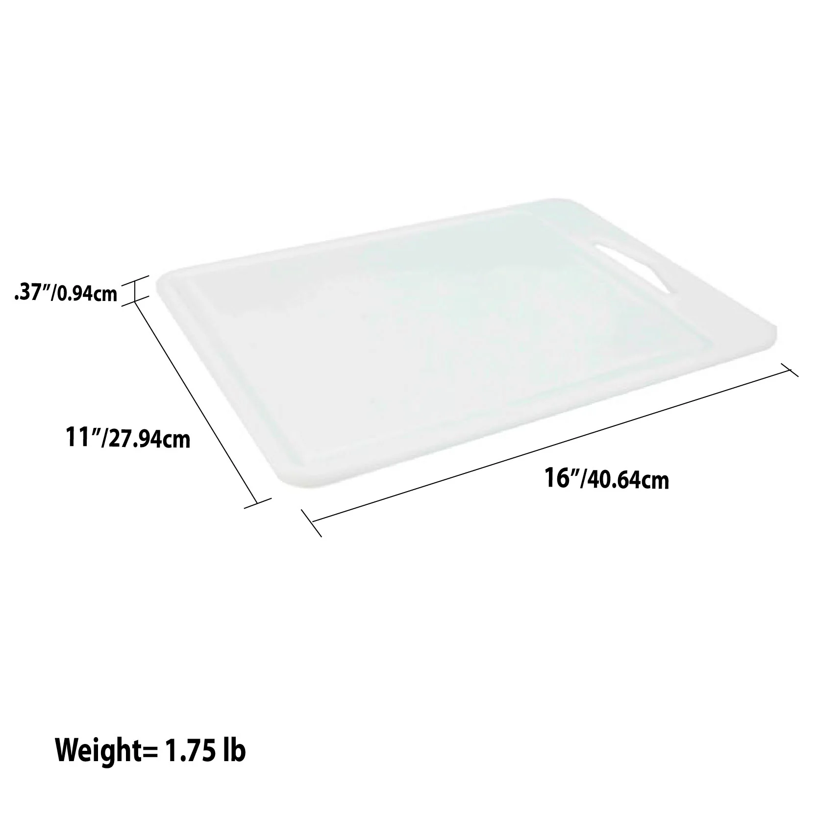Home Basics 11 x 16 Poly Cutting Board, White - Image 3