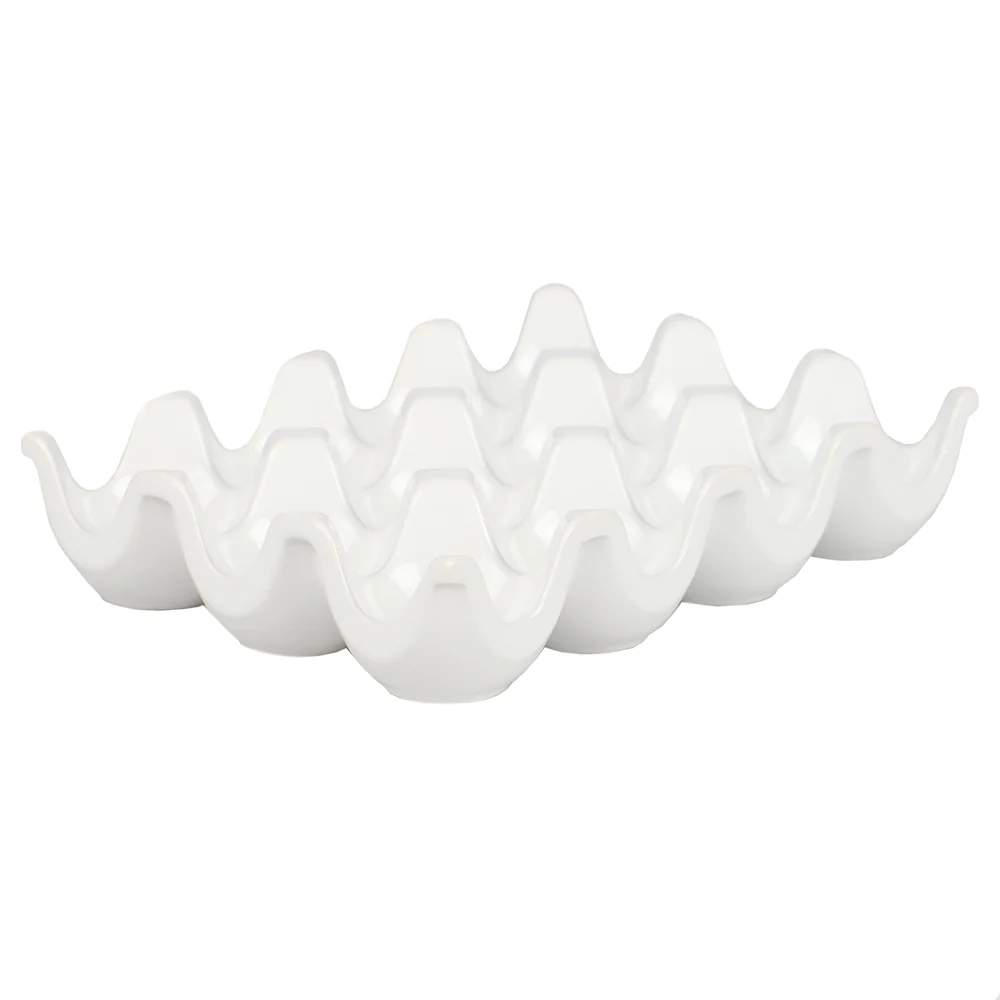 Home Basics 12 Compartment Ceramic Egg Tray, White, 7.3x5.5x1.65 Inches - Image 2