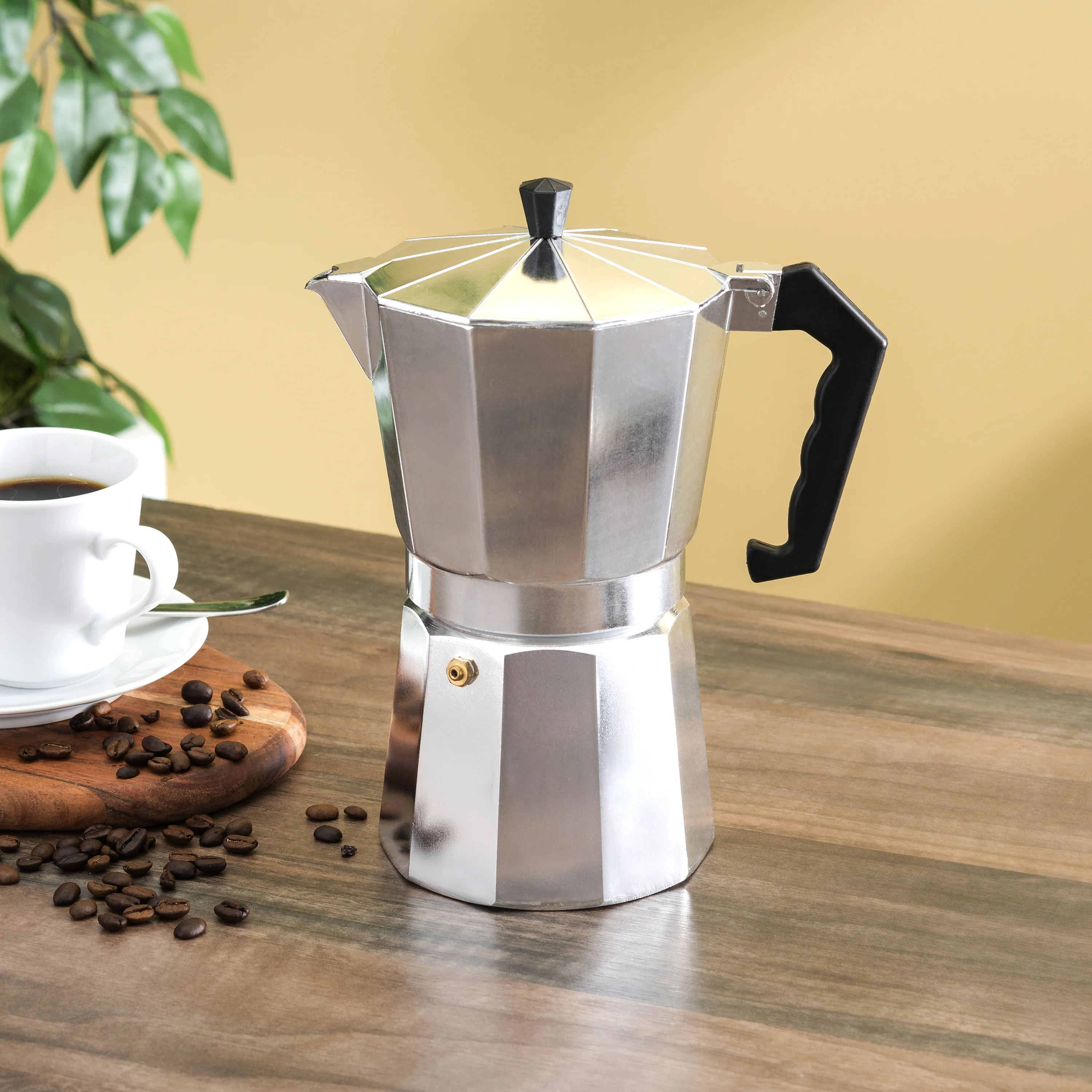 Home Basics 12 Cup Demitasse Shot Aluminum Stovetop Espresso Maker, Grey - Image 2