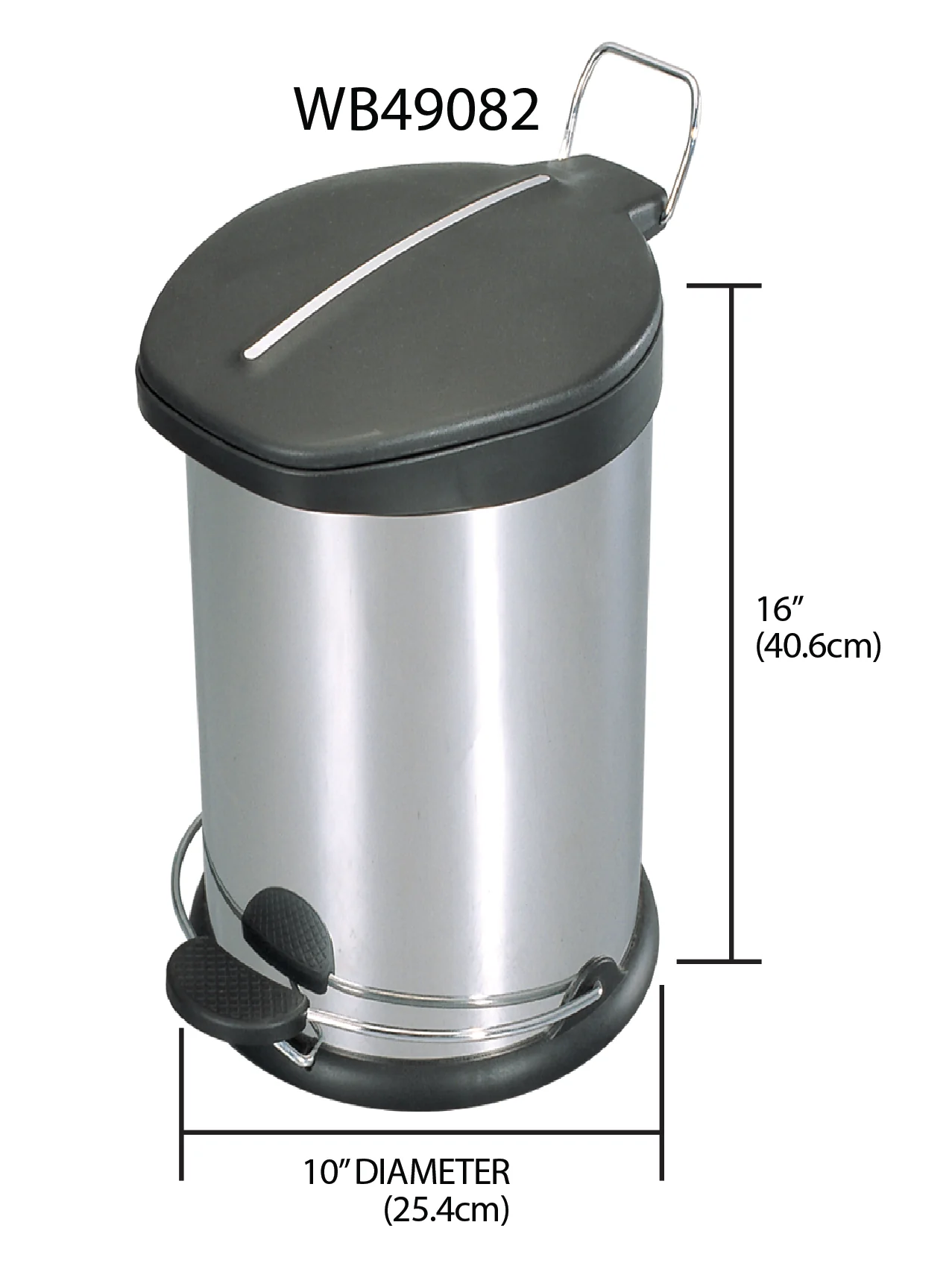 Home Basics 12 Liter Brushed Stainless Steel  with Plastic Top Waste Bin, Silver - Image 3