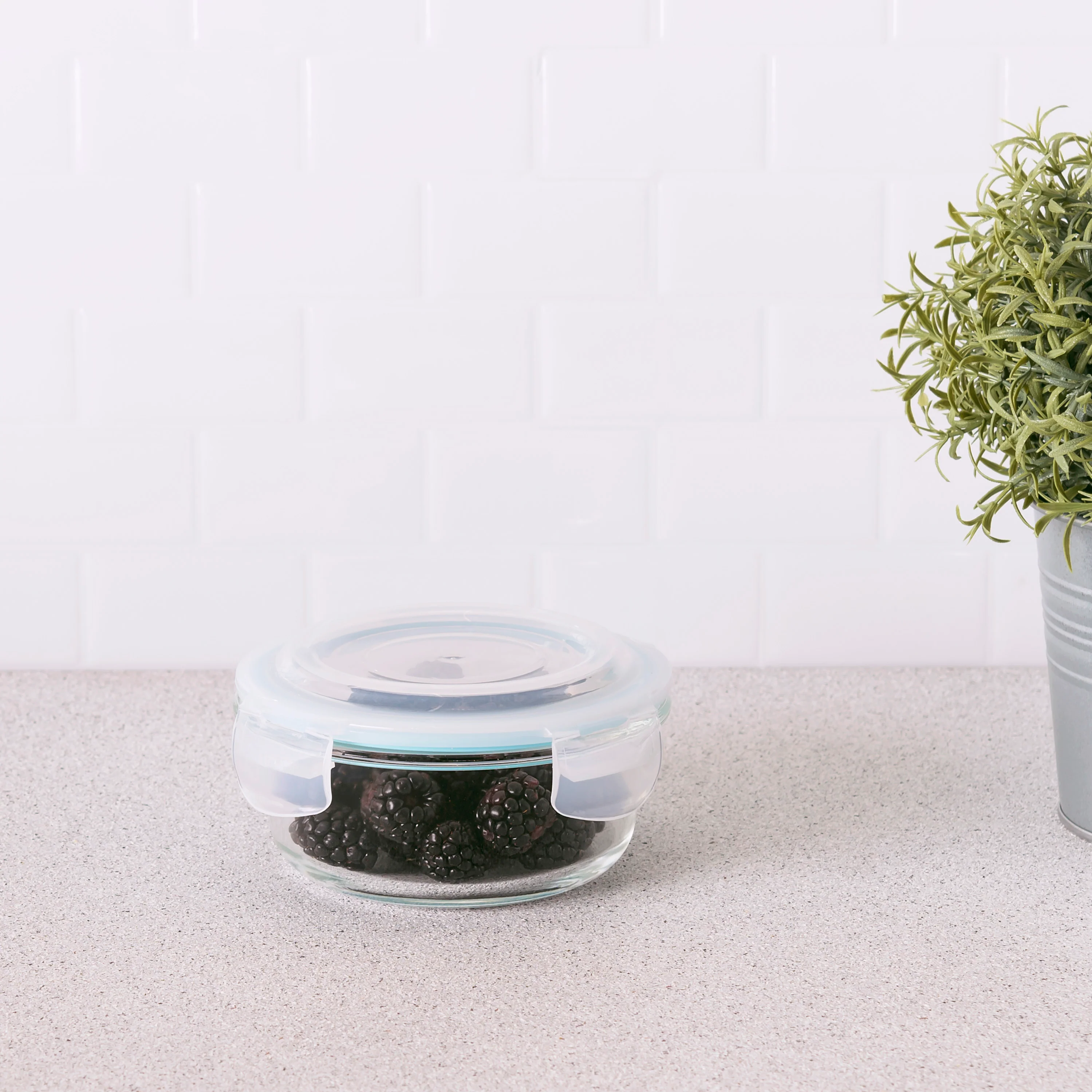 Home Basics 13 oz. Round Borosilicate Glass Food Storage Container - Image 5