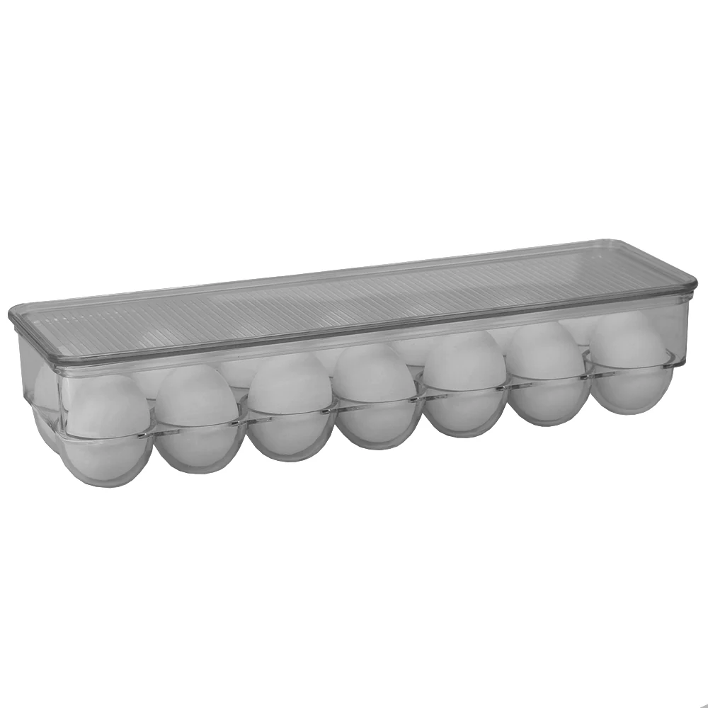 Home Basics Egg Holder with Clear Cover, Transparent, 14-load - Image 2