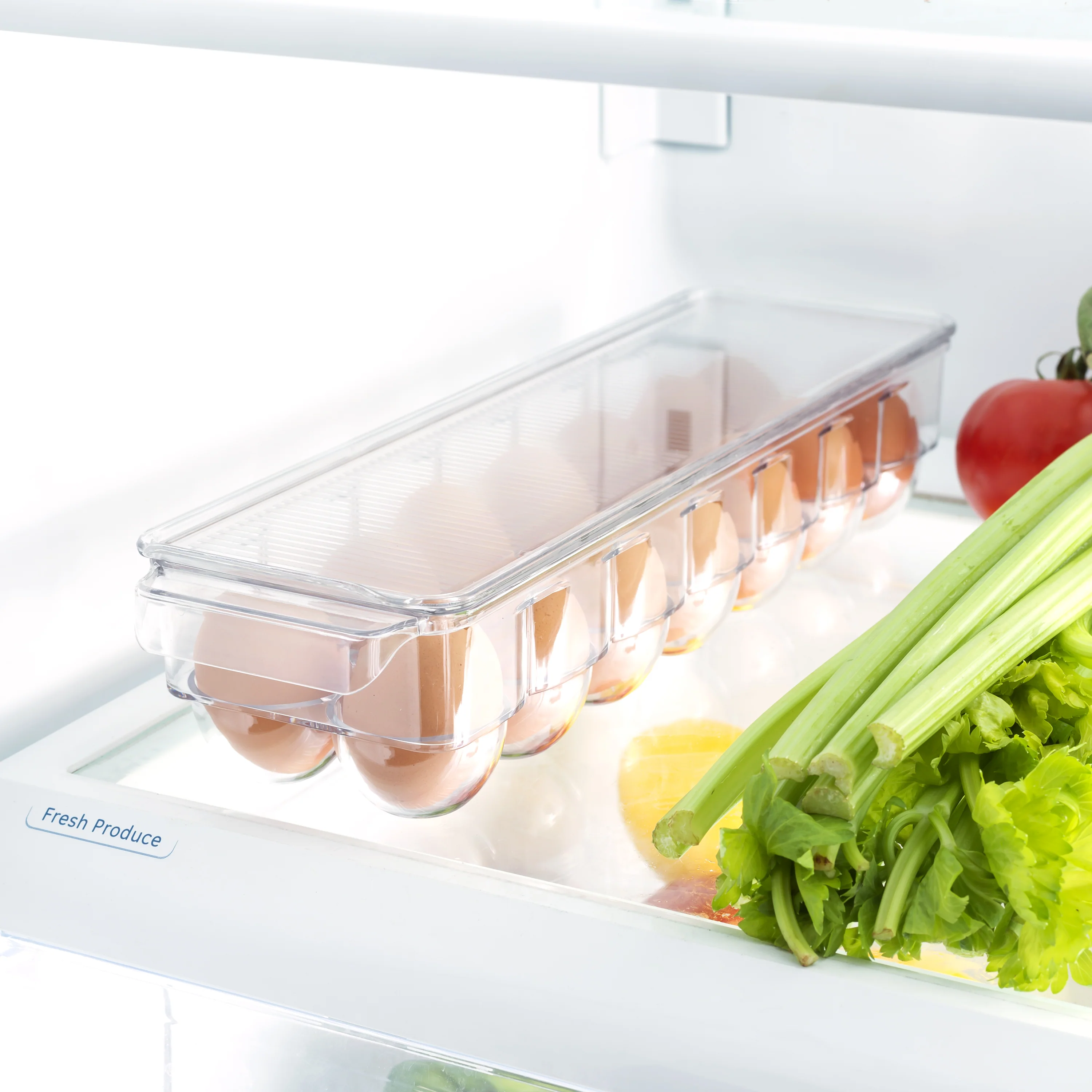 Home Basics Egg Holder with Clear Cover, Transparent, 14-load - Image 6
