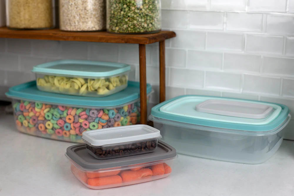 Home Basics 14 Piece Plastic Food Storage Container Set with Secure Fit Plastic Lids, Multi-Color - Image 4