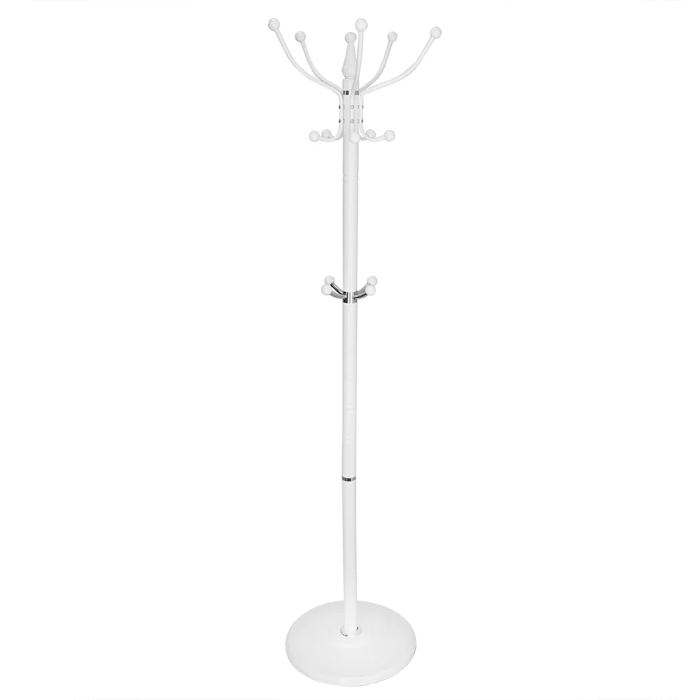 Home Basics 16 Hook Free Standing Coat Rack with Sandstone Base, White