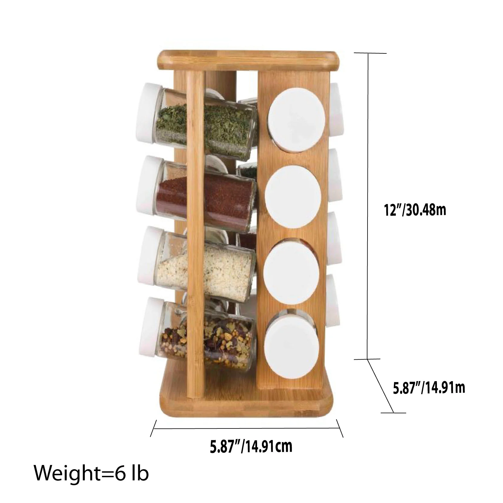 Home Basics 16 Piece Bamboo Revolving Spice Rack - Image 3