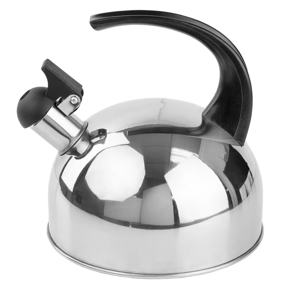 Home Basics 2.0  Liter Brushed Stainless Steel Whistling Tea Kettle with Arc Handle, Silver - Image 3