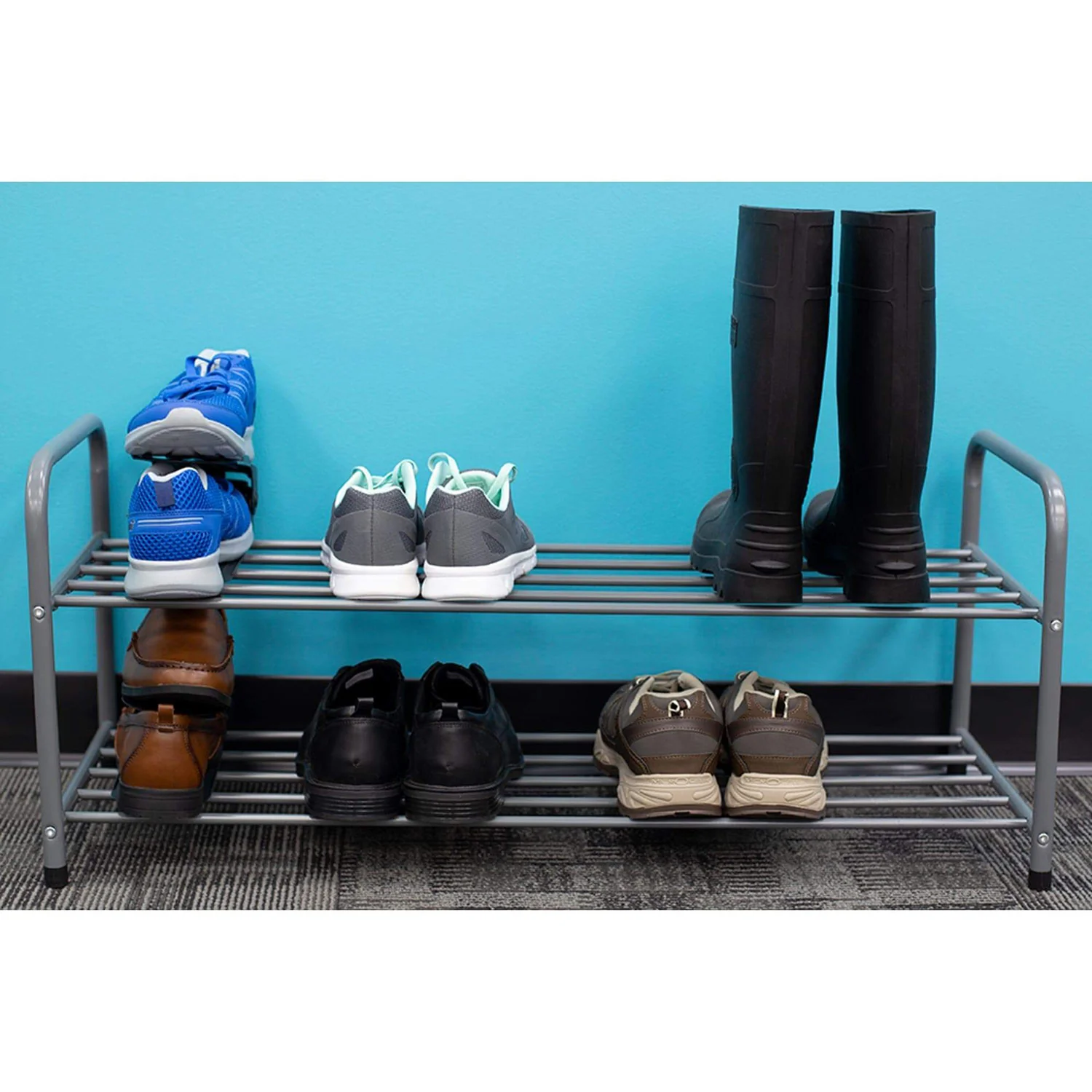 Home Basics 2-Pack Adjustable Shoe Space Saver, Black - Image 4