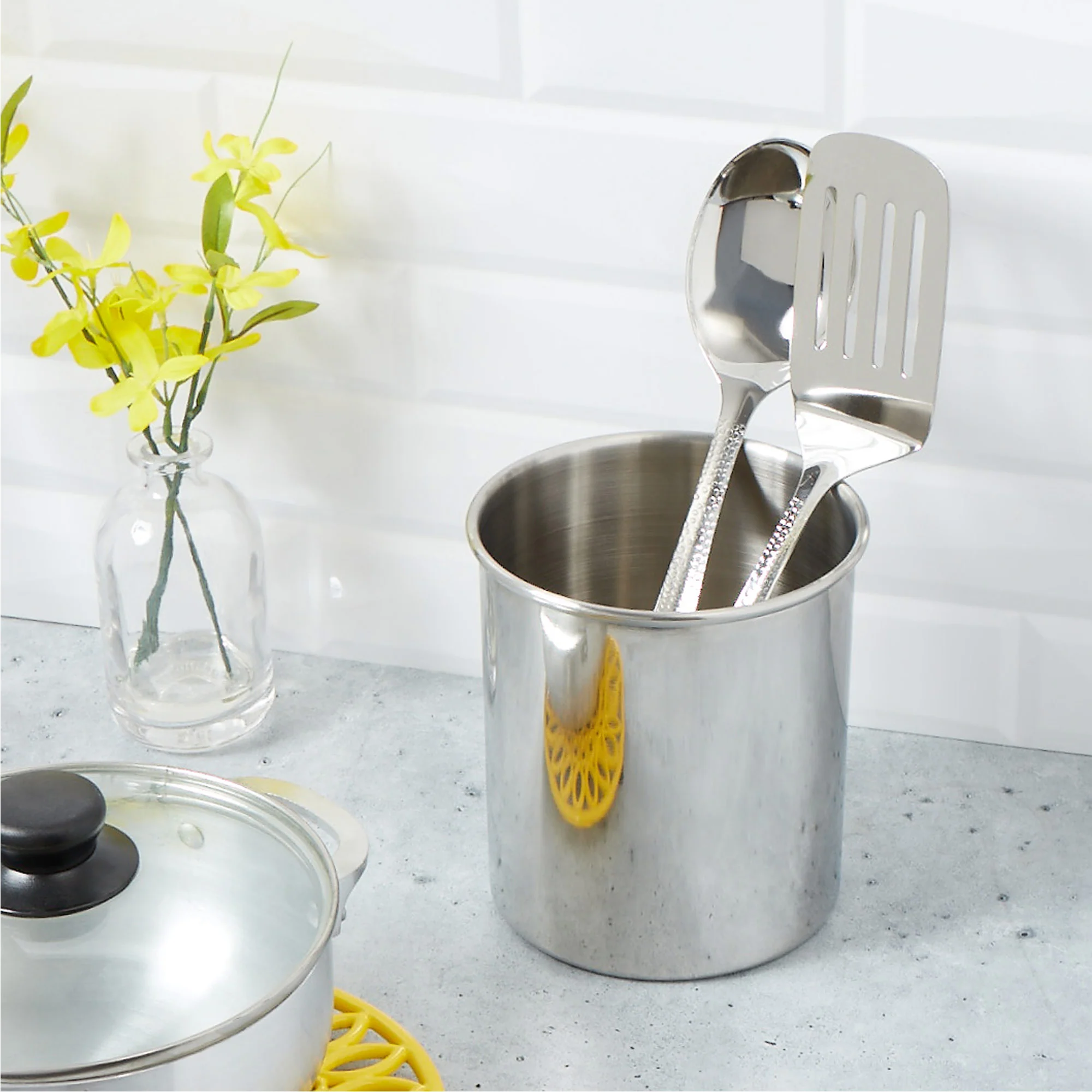 Home Basics 2 Pieces Stainless Steel Serving Tool Set, Hammered - Image 2