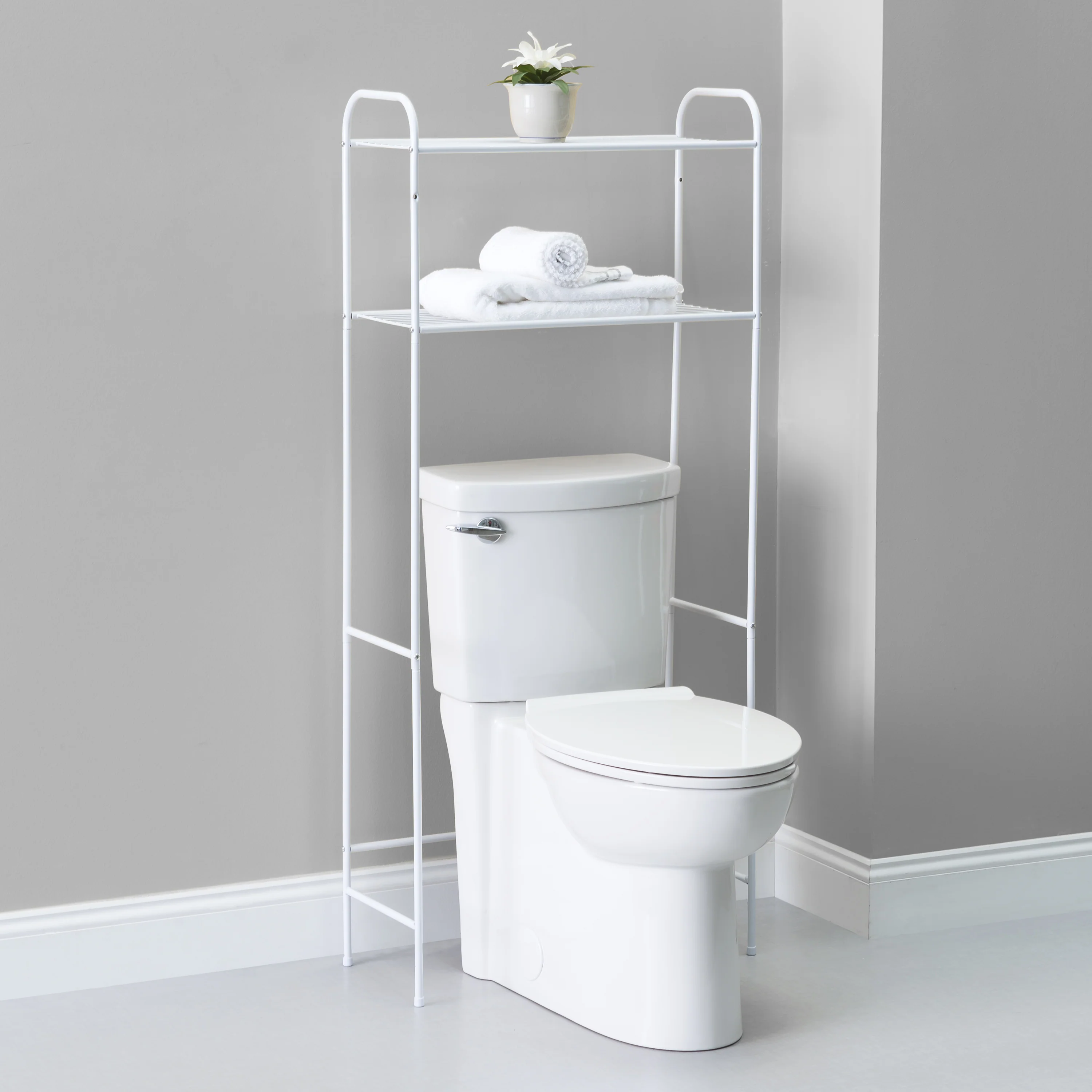 Home Basics 2 Shelf Bathroom Space Saver, White - Image 4