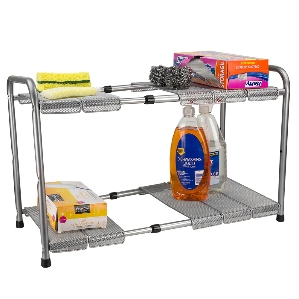 Home Basics 2-Tier Adjustable Cabinet Organizer, 25.5x11.5x15 Inches - Image 2