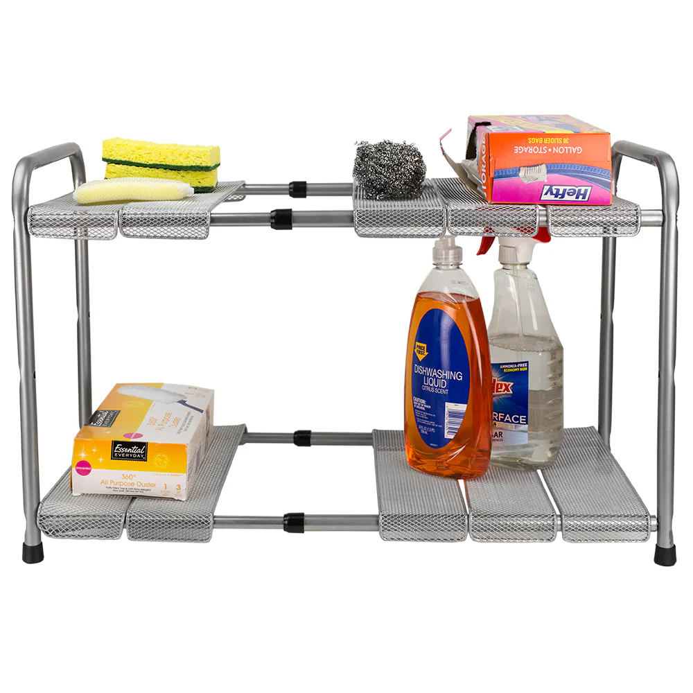 Home Basics 2-Tier Adjustable Cabinet Organizer, 25.5x11.5x15 Inches - Image 3