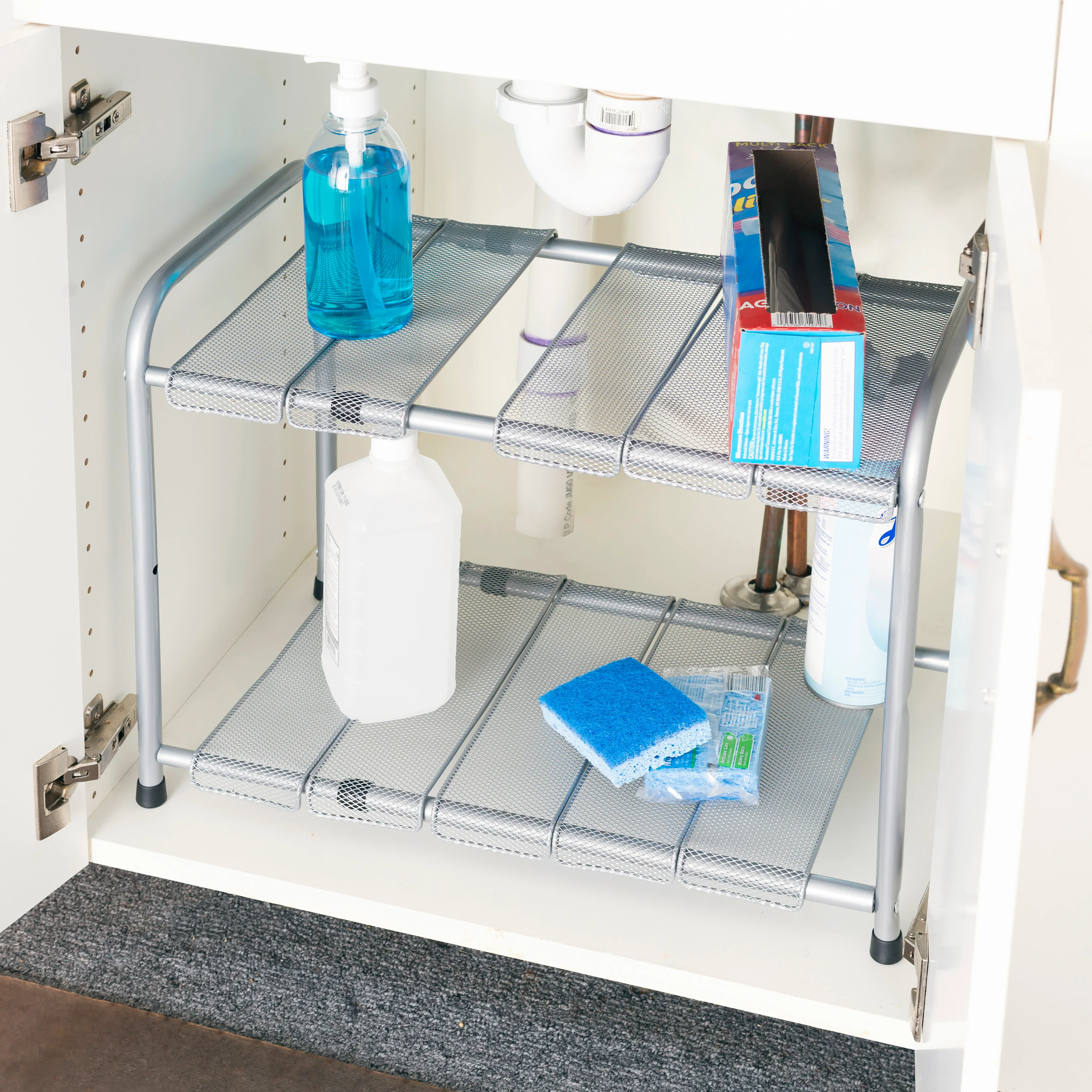 Home Basics 2-Tier Adjustable Cabinet Organizer, 25.5x11.5x15 Inches - Image 4