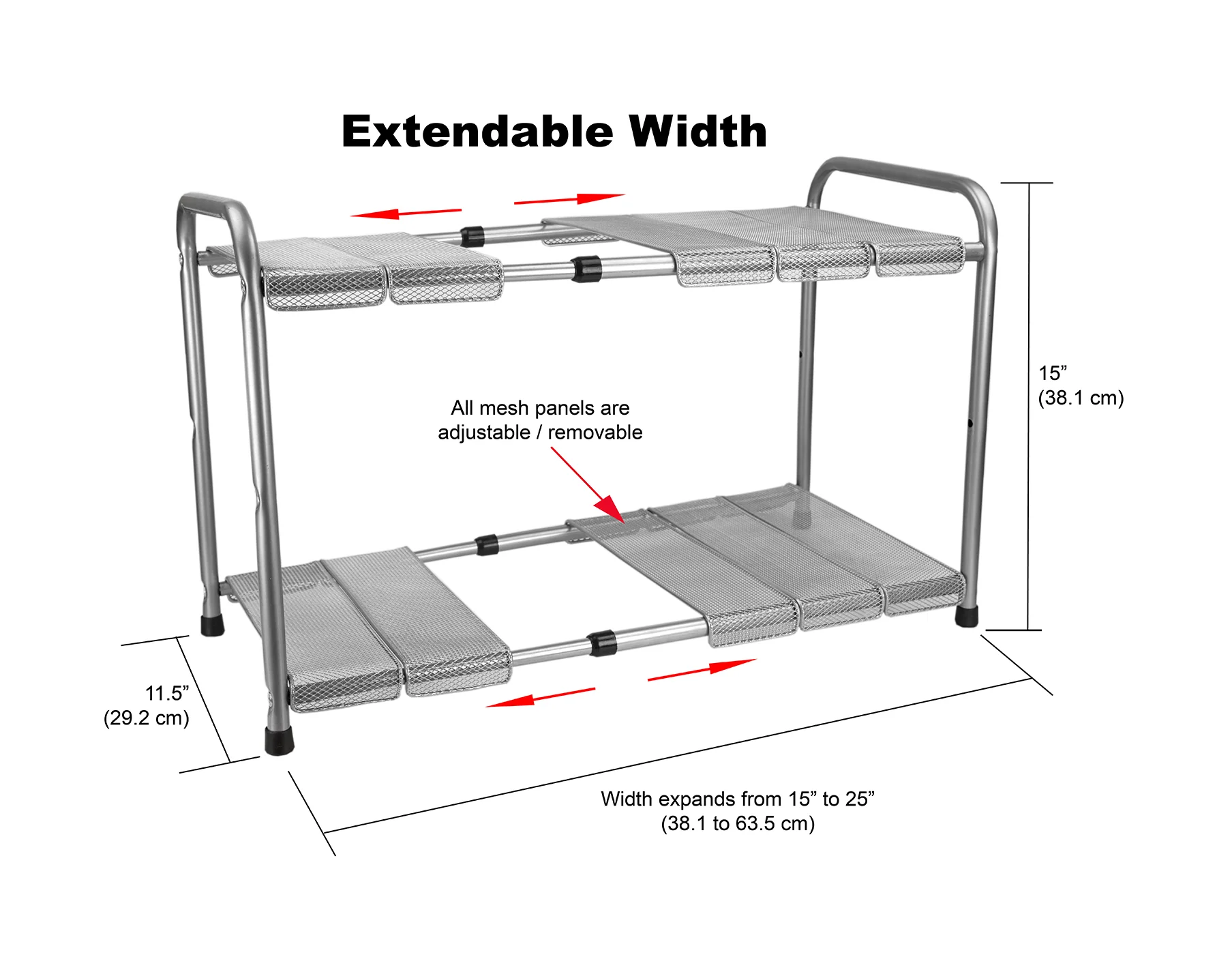Home Basics 2-Tier Adjustable Cabinet Organizer, 25.5x11.5x15 Inches - Image 5