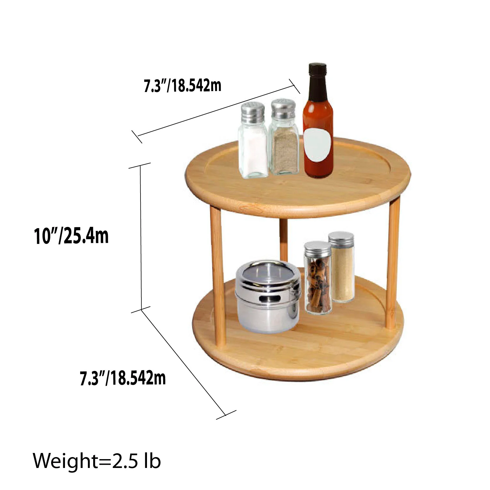 Home Basics 2 Tier Bamboo Lazy Susan - Image 3