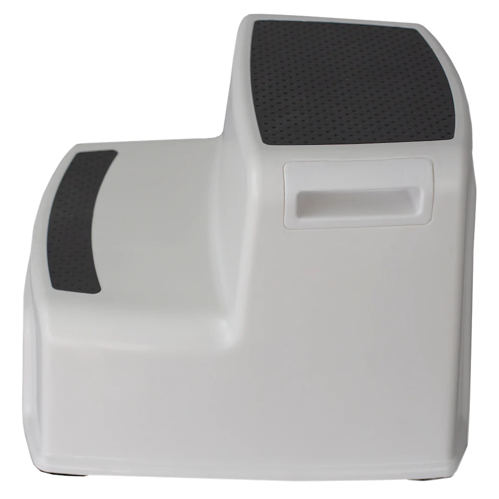 Home Basics 2 Tier Non-Slip Rubber Tread Plastic Step Stool, White - Image 2