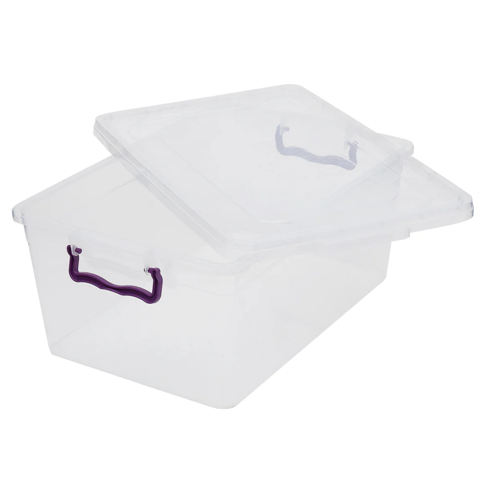 Home Basics 20 Lt Storage Box with Locking Lid, Clear - Image 2