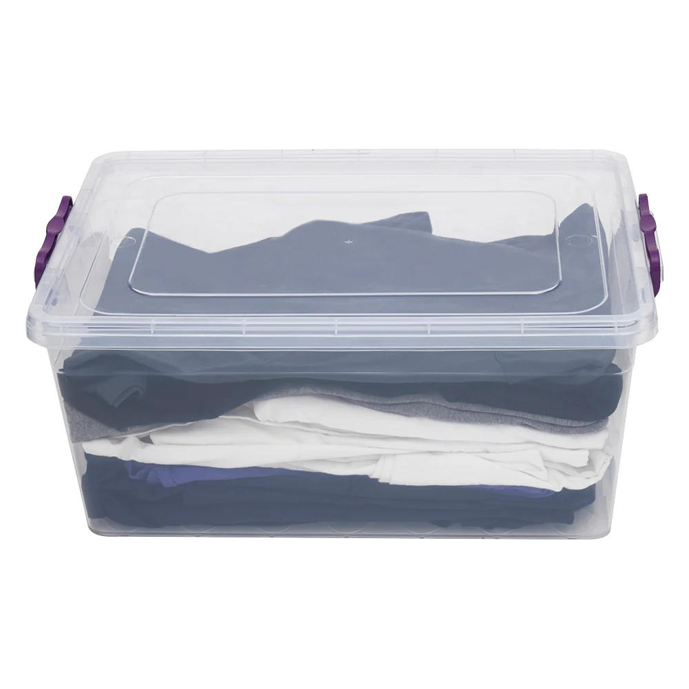 Home Basics 20 Lt Storage Box with Locking Lid, Clear - Image 3