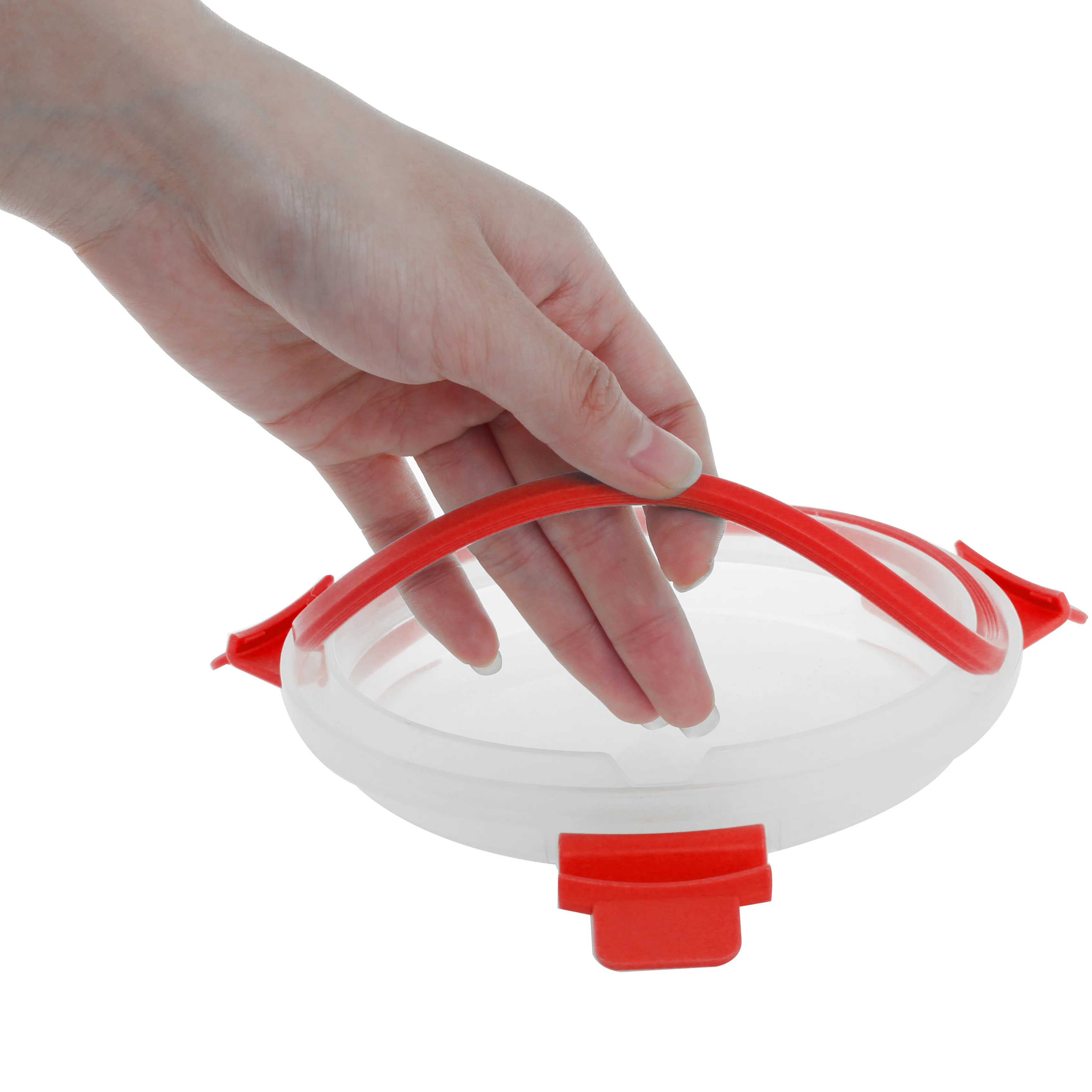 Home Basics 21 oz.  Round Leak and Spill Proof  Borosilicate Glass  Food Storage Dishwasher Safe Meal Prep Storage Container with Air-tight Plastic Lid, Red - Image 3