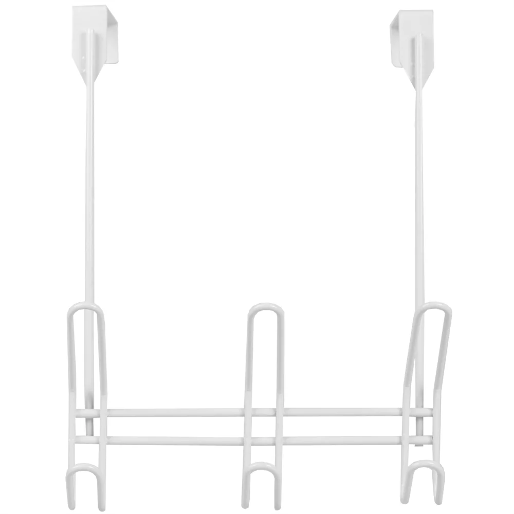 Home Basics 3 Hook Powder Coated Iron Hanging Rack, White - Image 2