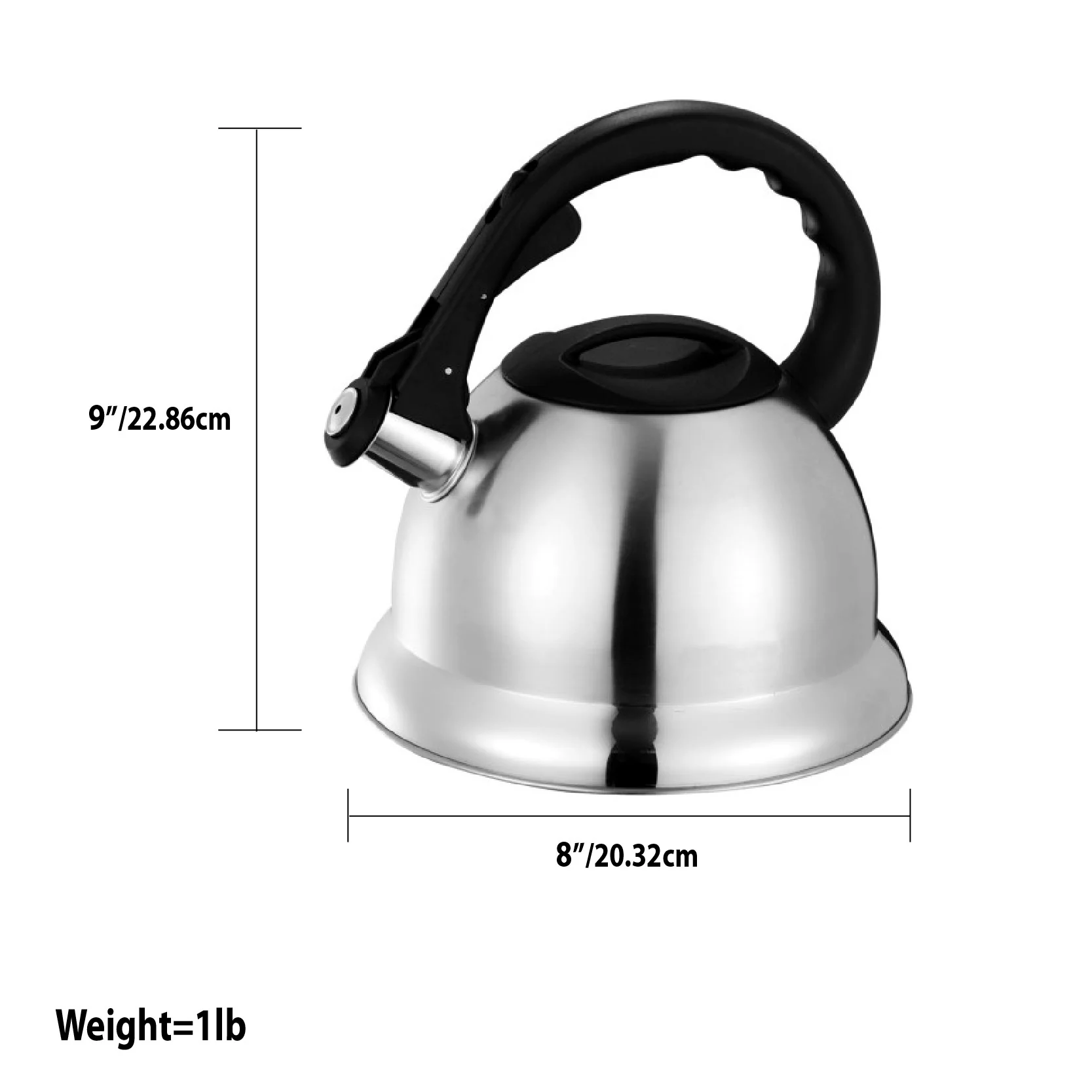 Home Basics 3 Liter Brushed Stainless Steel Whistling Tea Kettle, Silver - Image 2