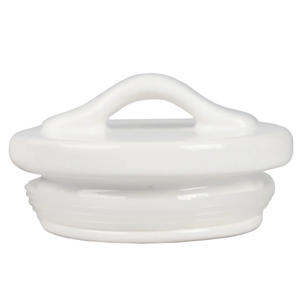 Home Basics 3 Piece Ceramic Canister Set with Bamboo Accents, White - Image 3