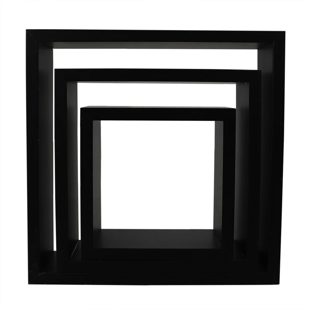Home Basics 3 Piece MDF Floating Wall Cubes, Black - Image 2