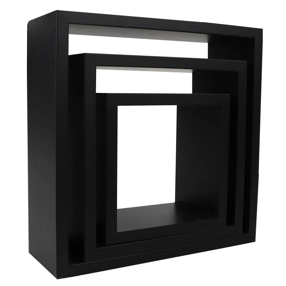 Home Basics 3 Piece MDF Floating Wall Cubes, Black - Image 3