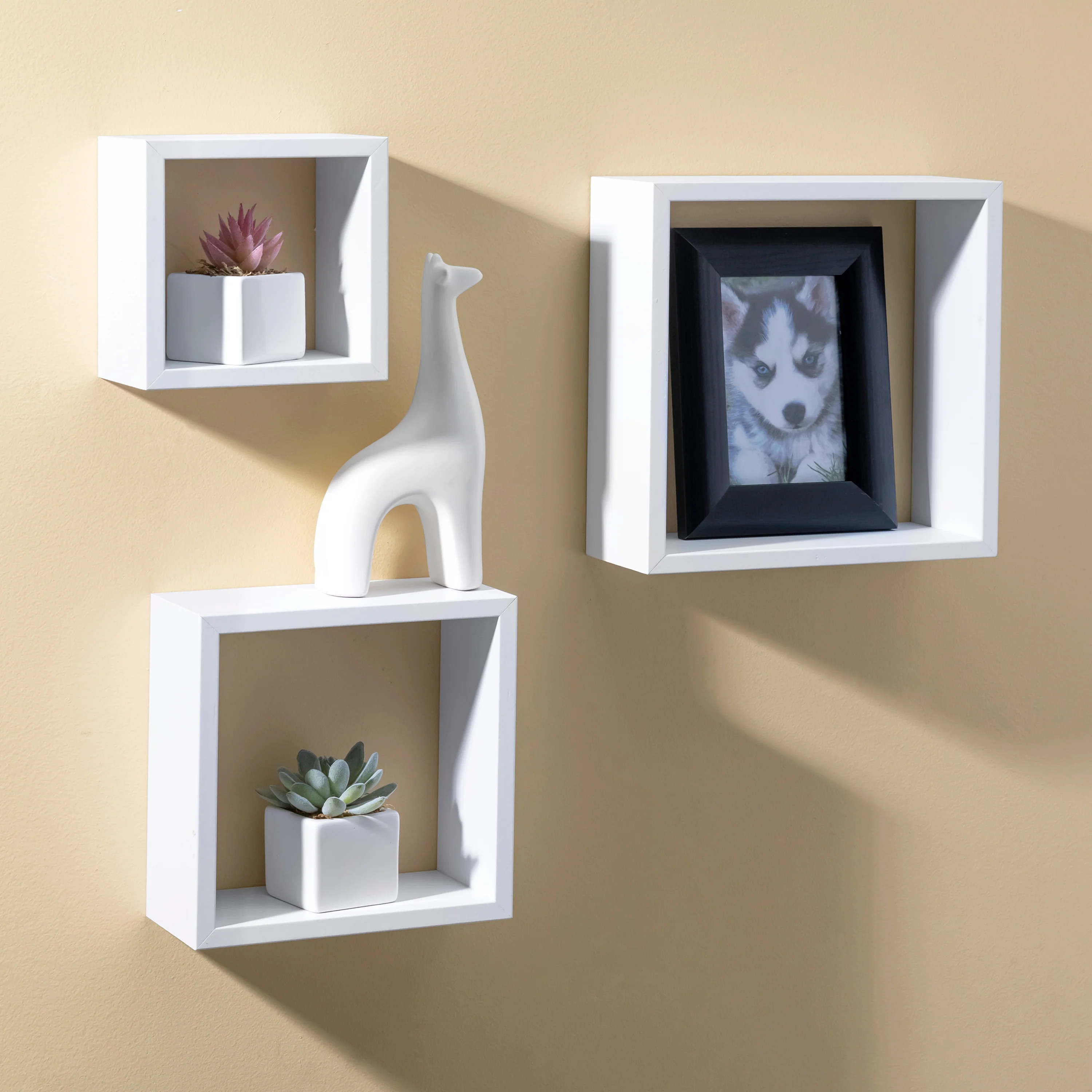 Home Basics 3 Piece MDF Floating Wall Cubes, White - Image 4