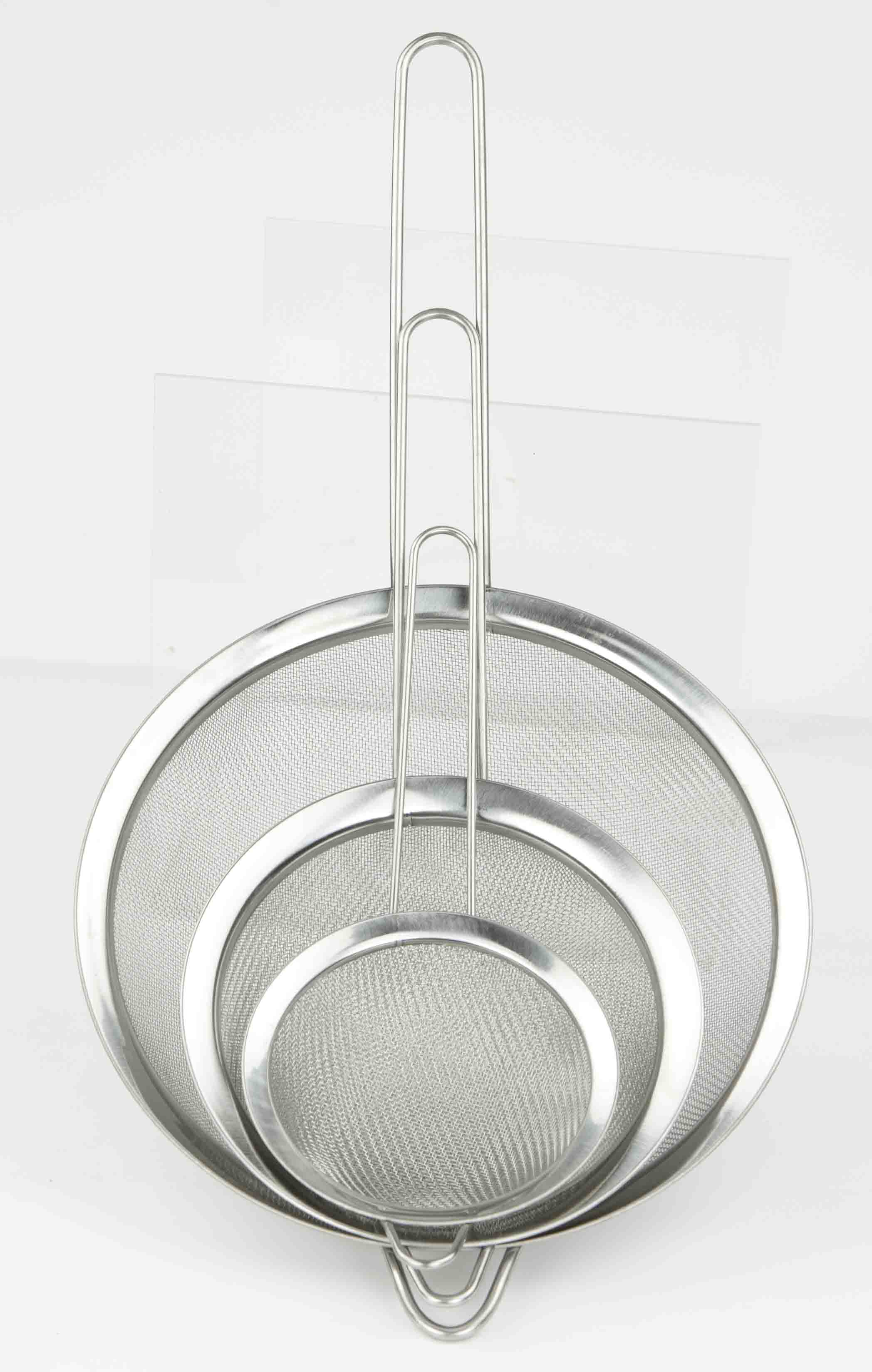 Home Basics 3 Piece Mesh Stainless Steel Strainer Set, Silver - Image 4