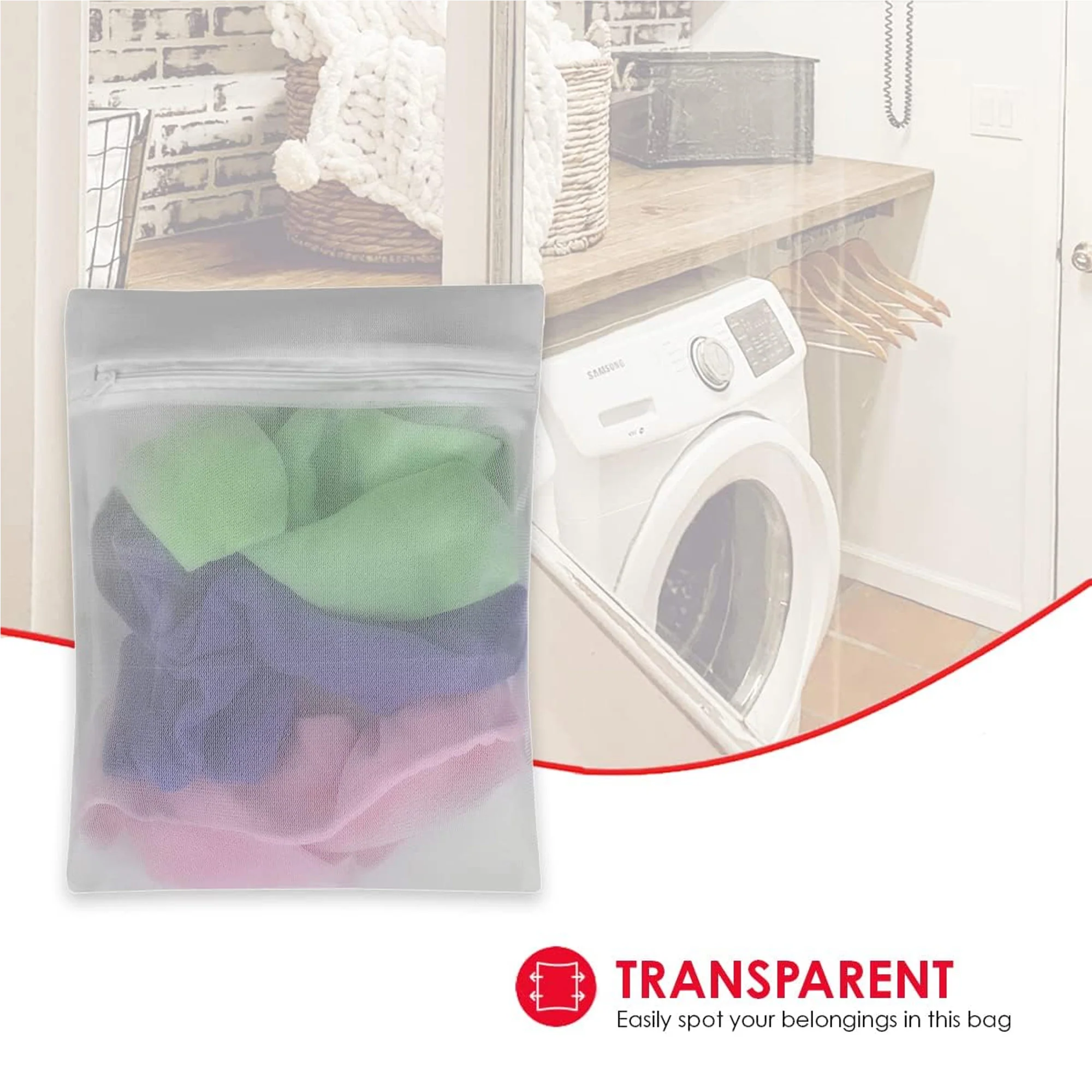 Home Basics 3 Piece Micro Mesh Delicate Intimate  Laundry Wash Bag, White - Image 4