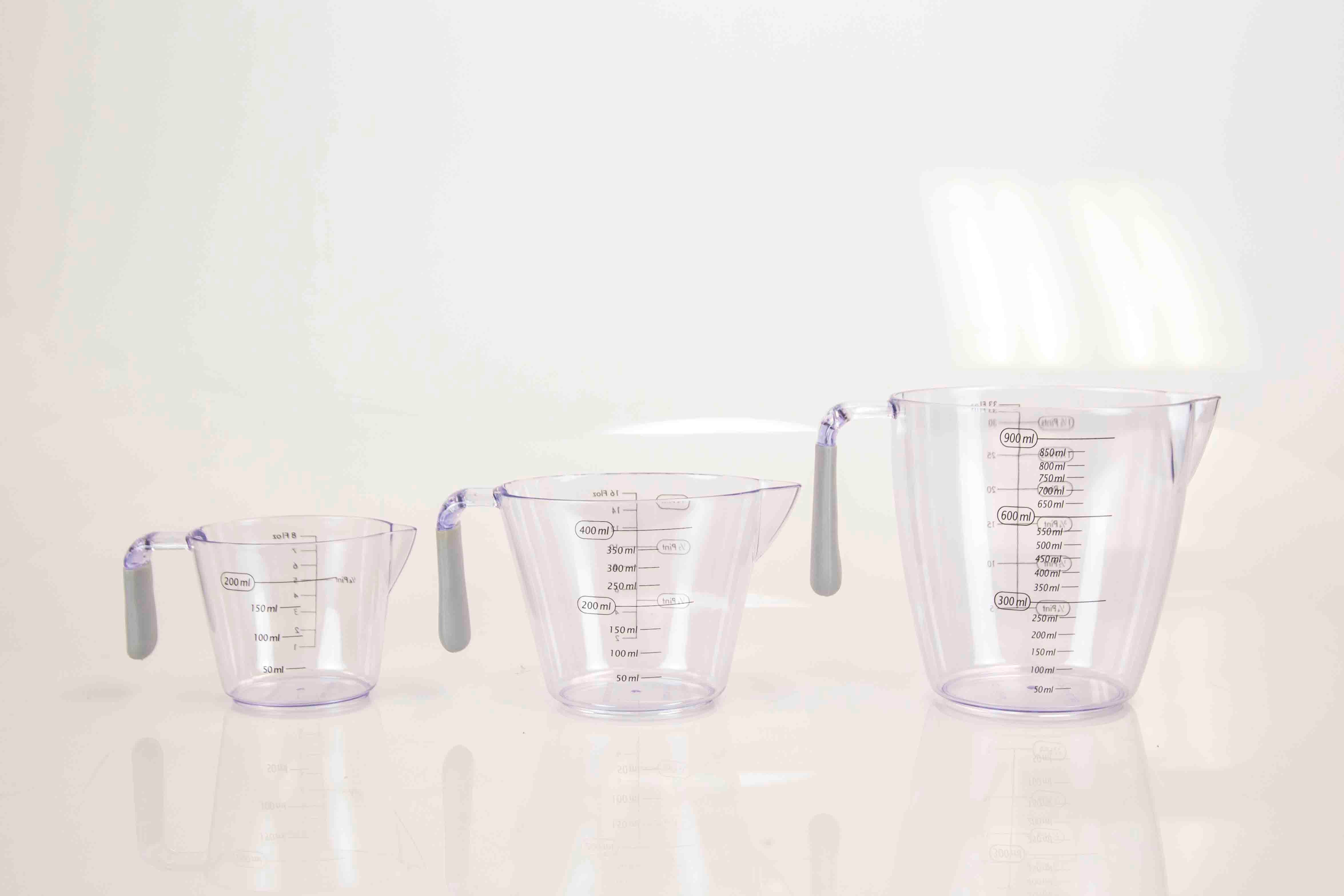 Home Basics 3 Piece Plastic Measuring Cup Set with Rubber Grip, Clear - Image 12